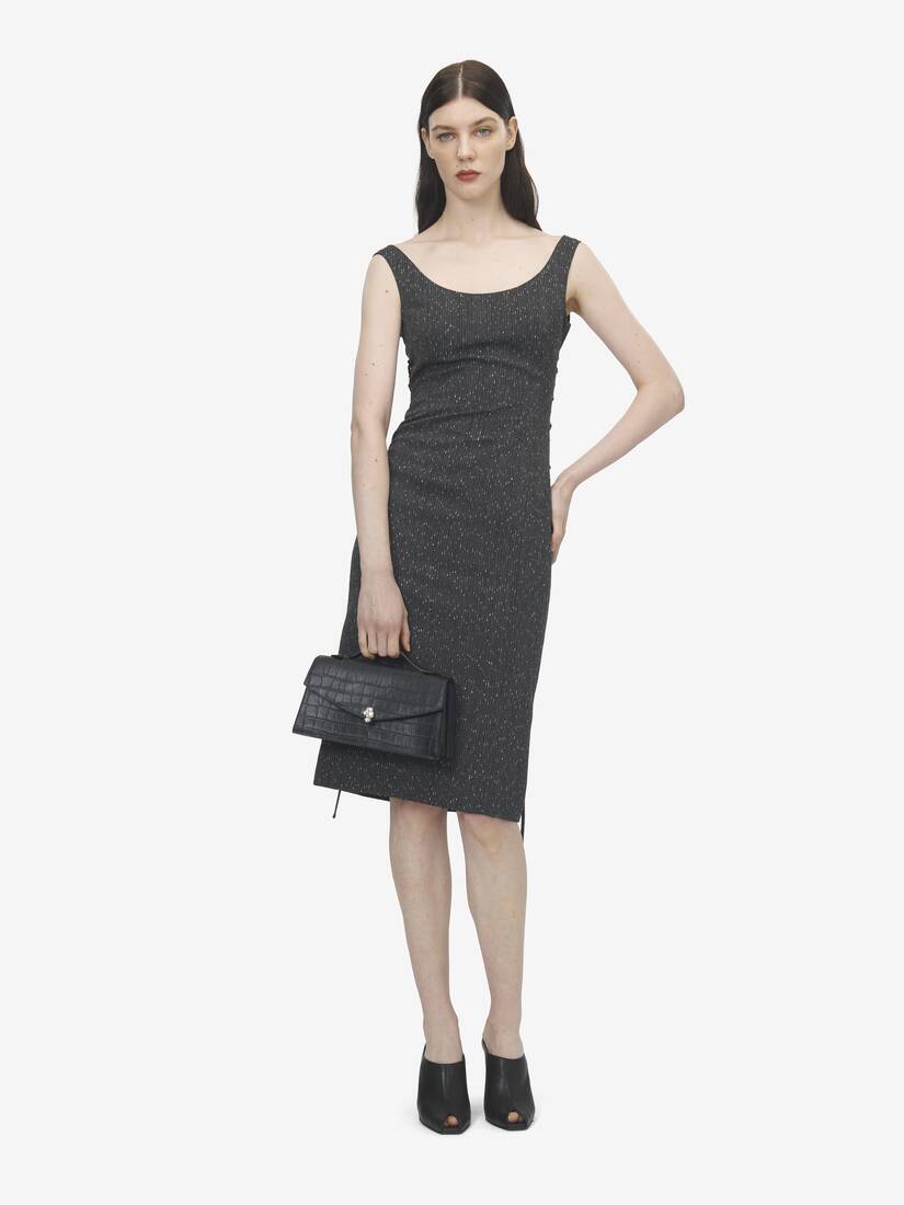 Robe crayon corset en dentelle et fines rayures mouchetées | Alexander McQueen - image 2