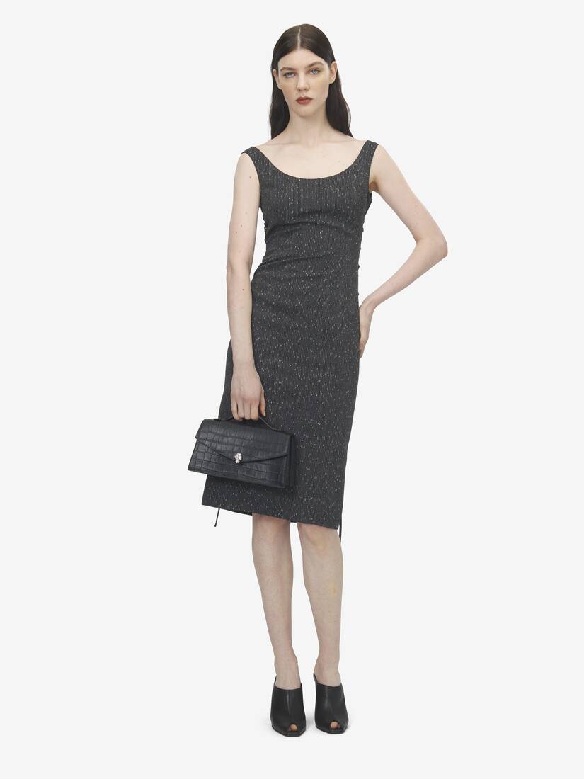 Corset Lace Flecked Pinstripe Pencil Dress | Alexander McQueen - image 2