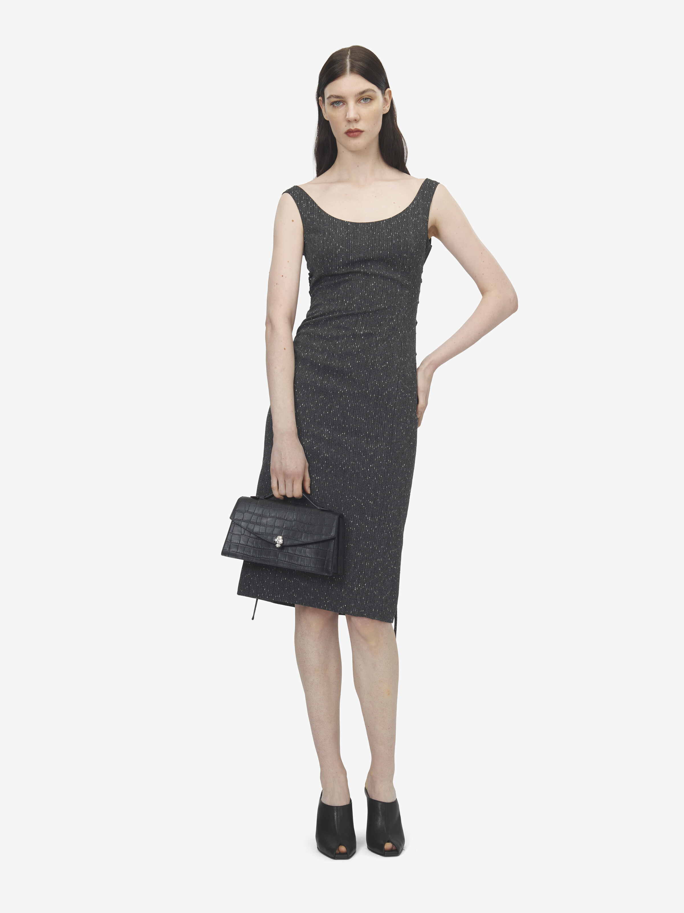 束腰蕾丝斑点细条纹铅笔连衣裙 in 99% 羊毛, 1% 聚酰胺纤维 | Alexander McQueen - image 2