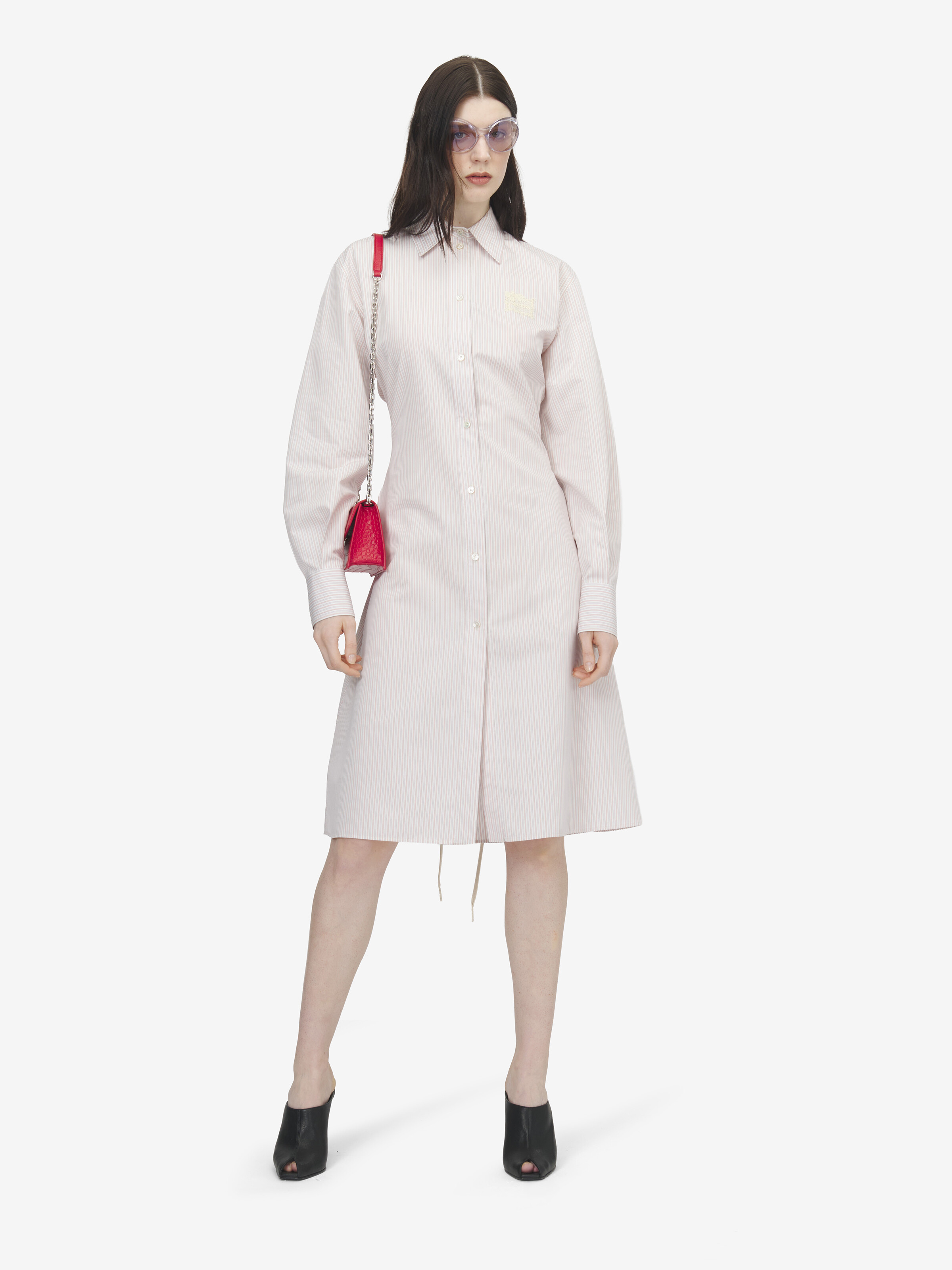 Nadelstreifen-Busenkleid für Damen in Elfenbein/Pink in 82% Baumwolle, 18% Seide | Alexander McQueen - image 2