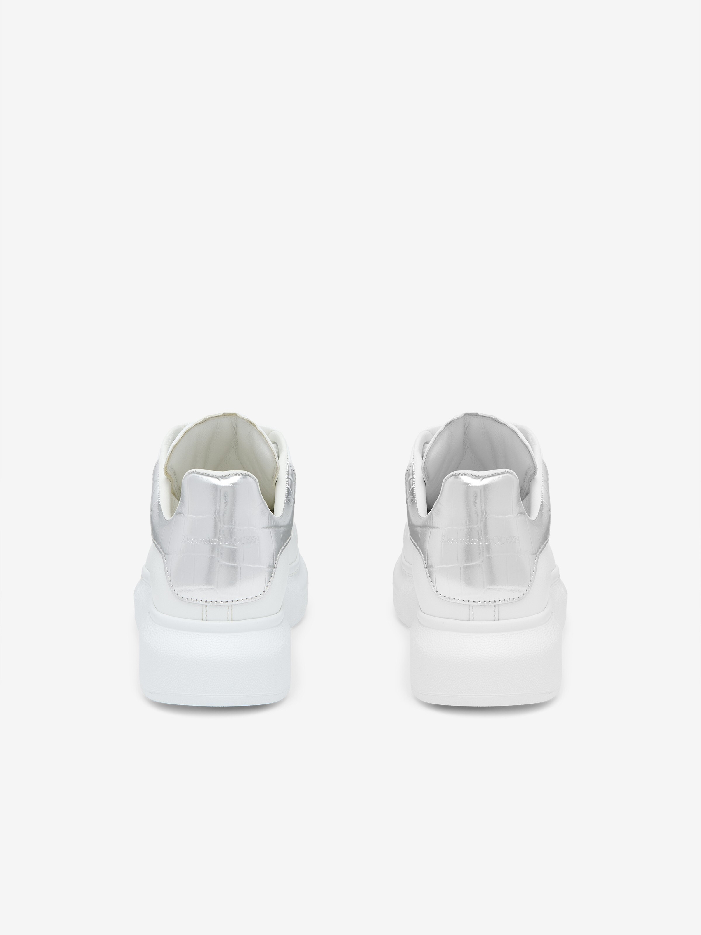 Women's Oversized Sneaker in White/Silver in Calf Leather | Alexander McQueen - image 2