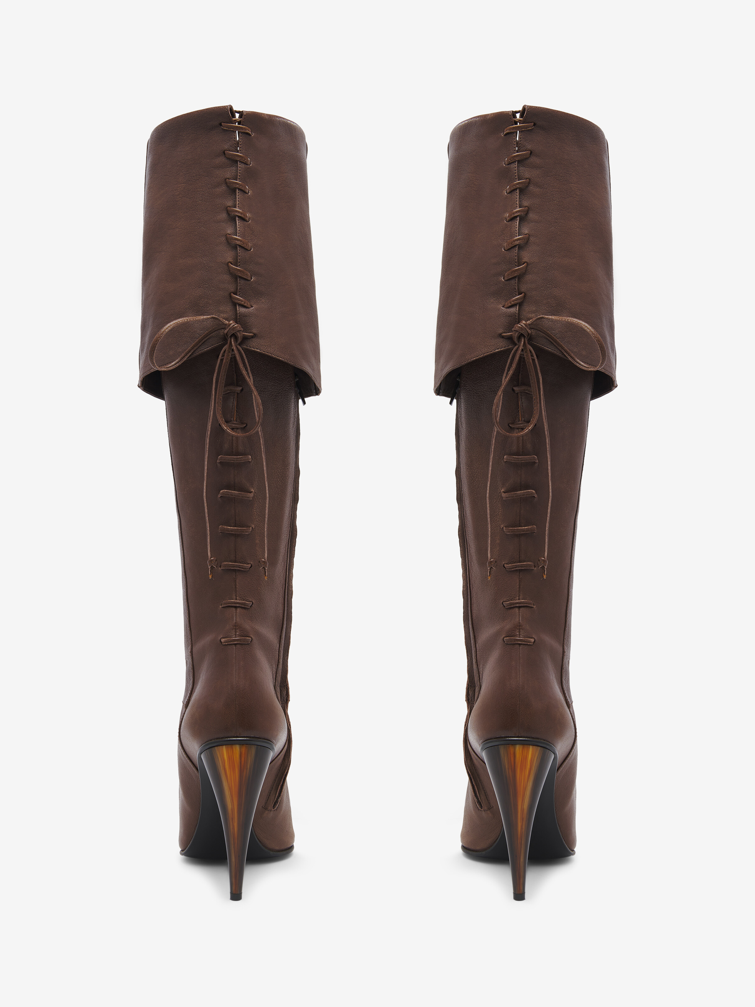 Women's Horn Heel Knee-High Boot in Brown in Lamb Leather | Alexander McQueen - image 4