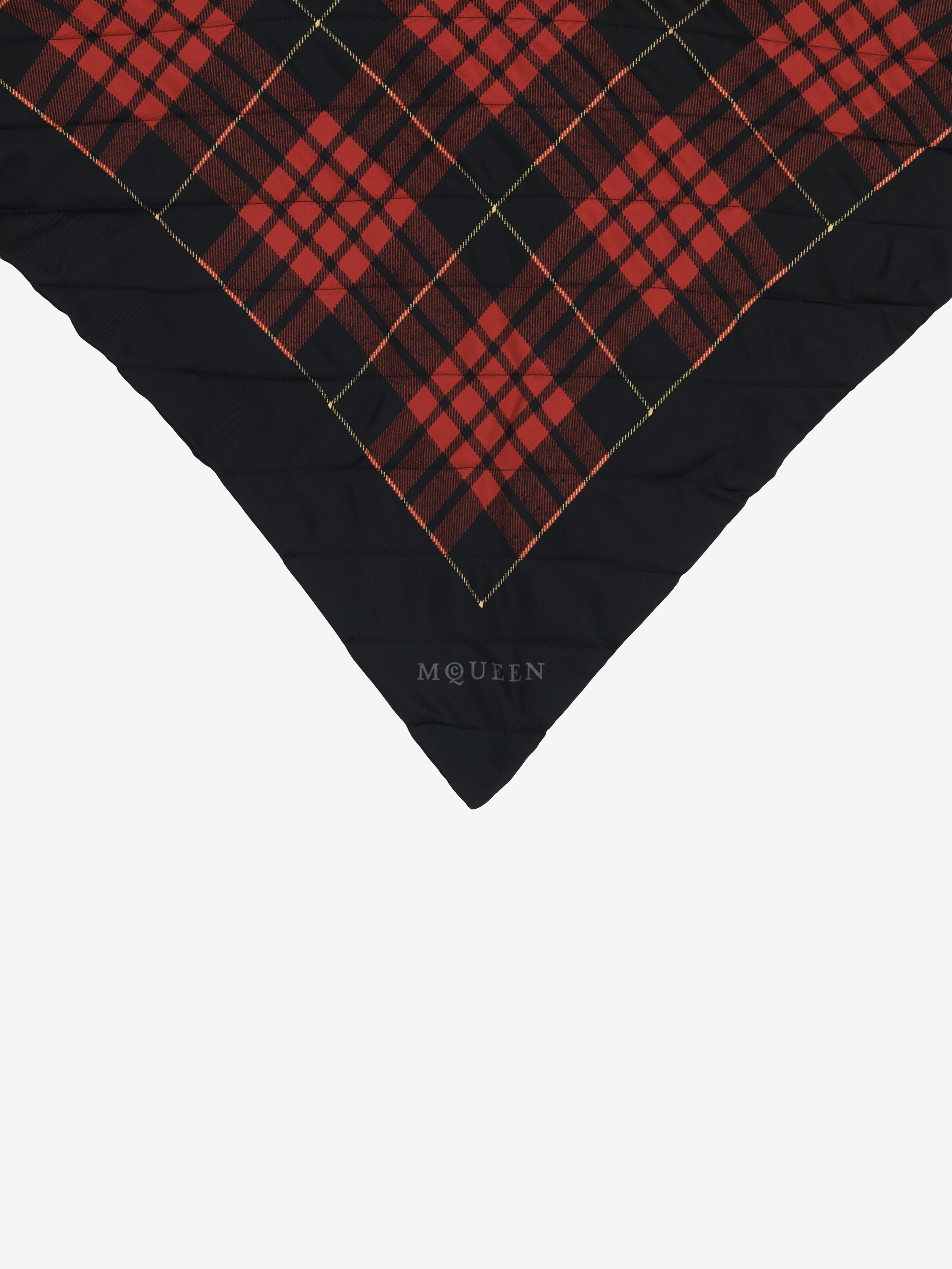 Women's Quilted Tartan Scarf in Black/Red in 100% Silk | Alexander McQueen - image 4