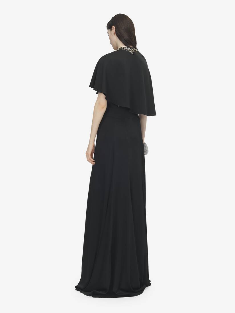 Floral Embroidery Asymmetric Cape | Alexander McQueen - image 4