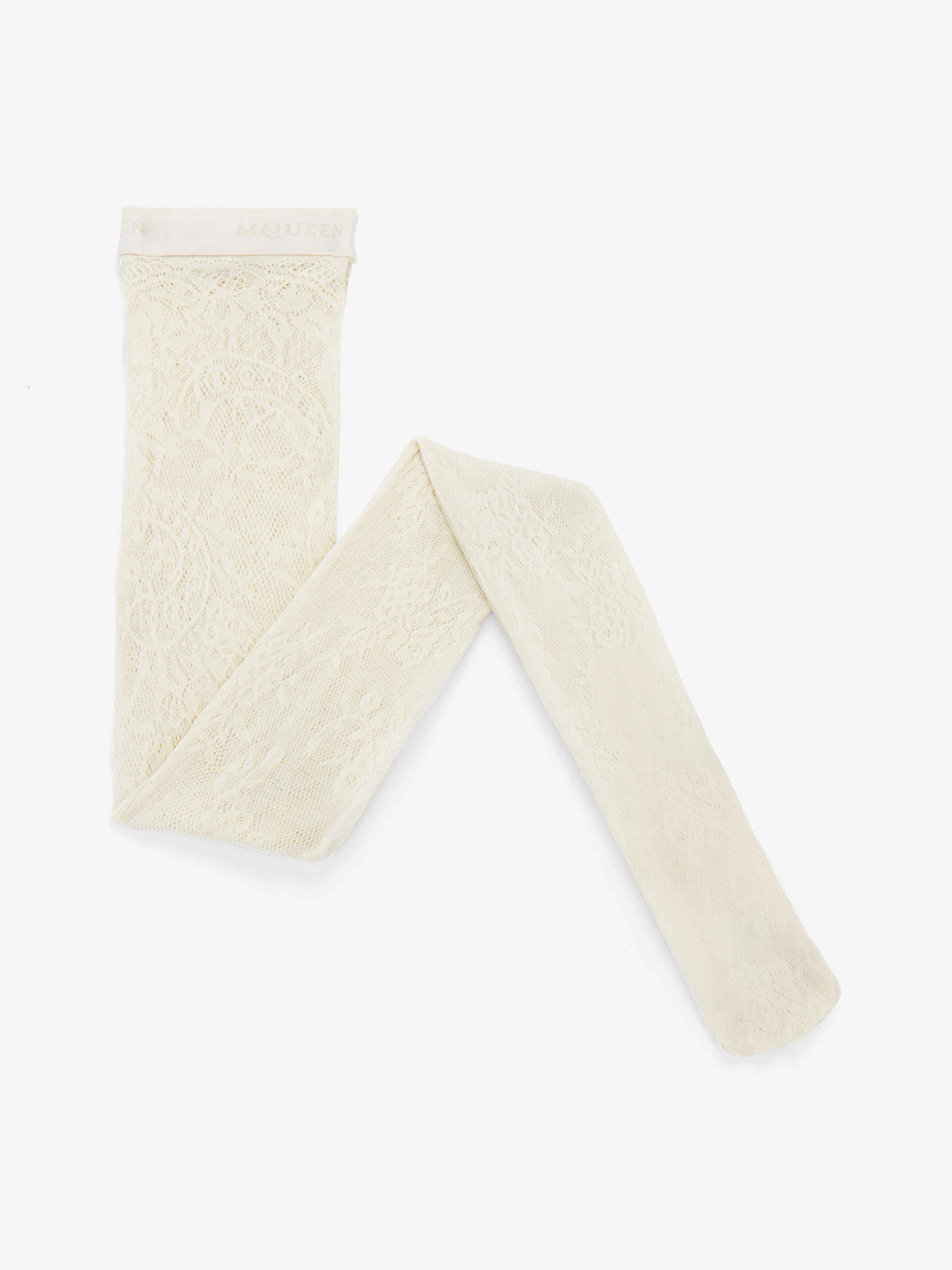 Women's Floral Lace Tights in Ivory in 80% Polyamid, 20% Elastane | Alexander McQueen - image 2
