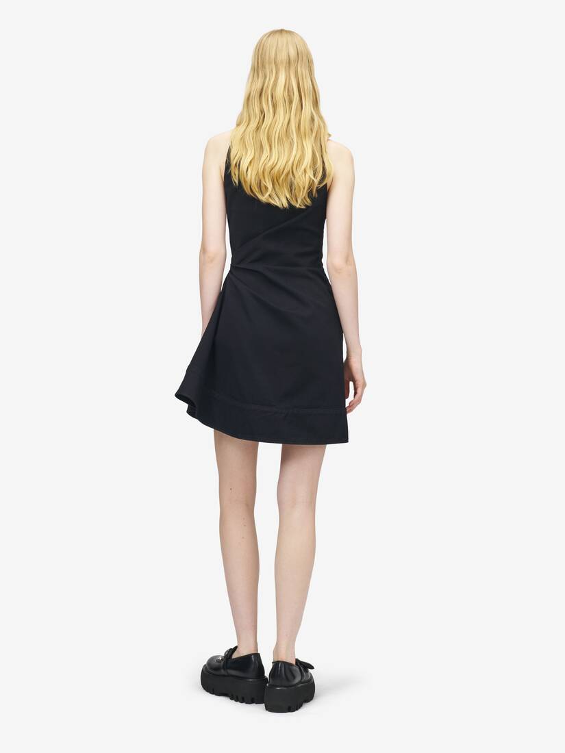 Denim Asymmetric Mini Dress | Alexander McQueen - image 4