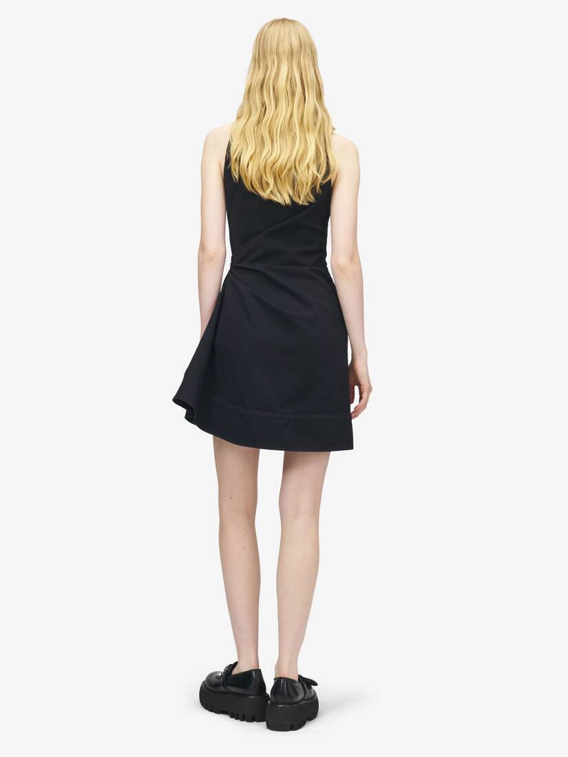 Denim Asymmetric Mini Dress | Alexander McQueen - image 4