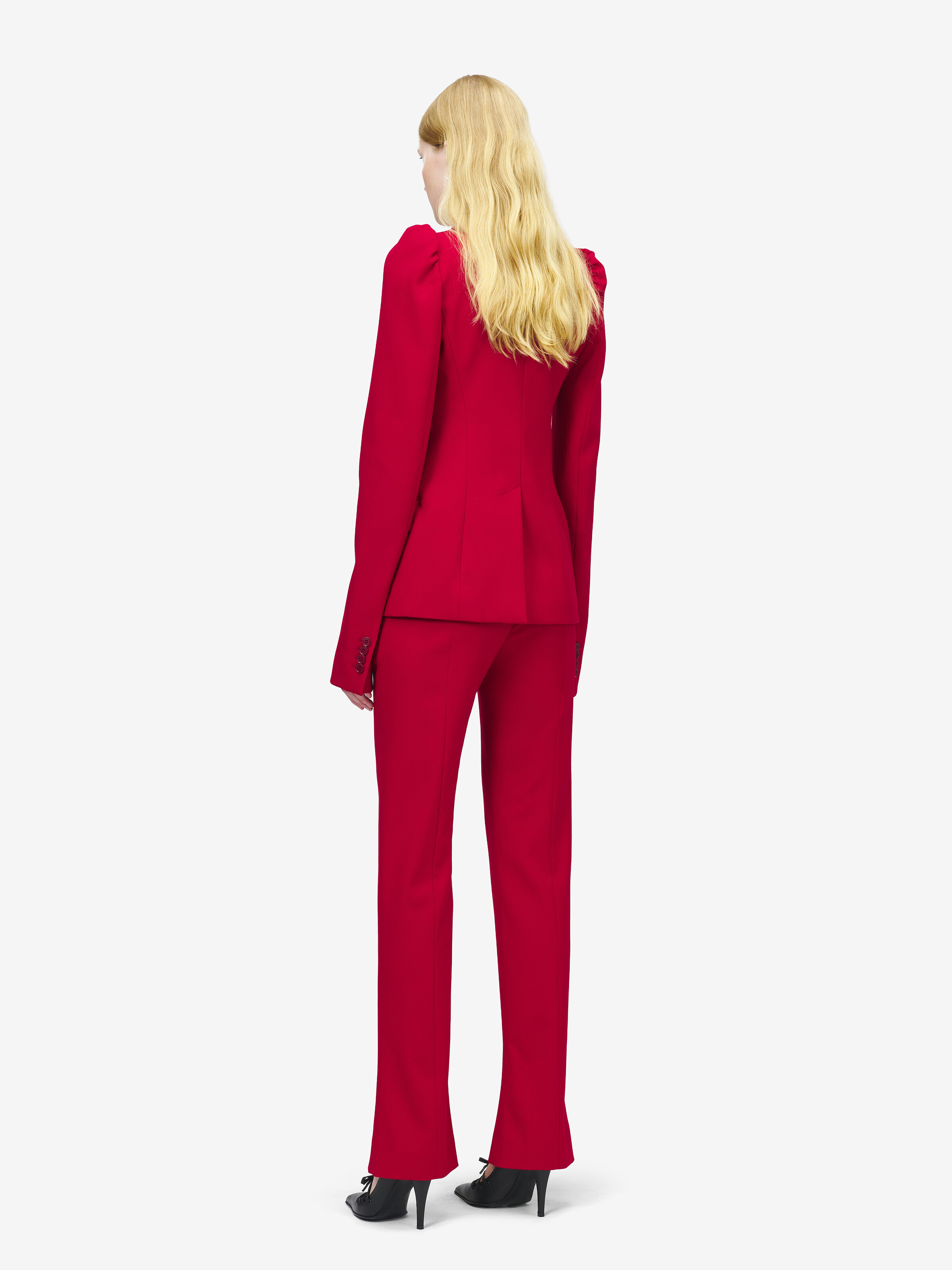 Women's Single-breasted Jacket in Crimson in 100% Wool | Alexander McQueen - image 4