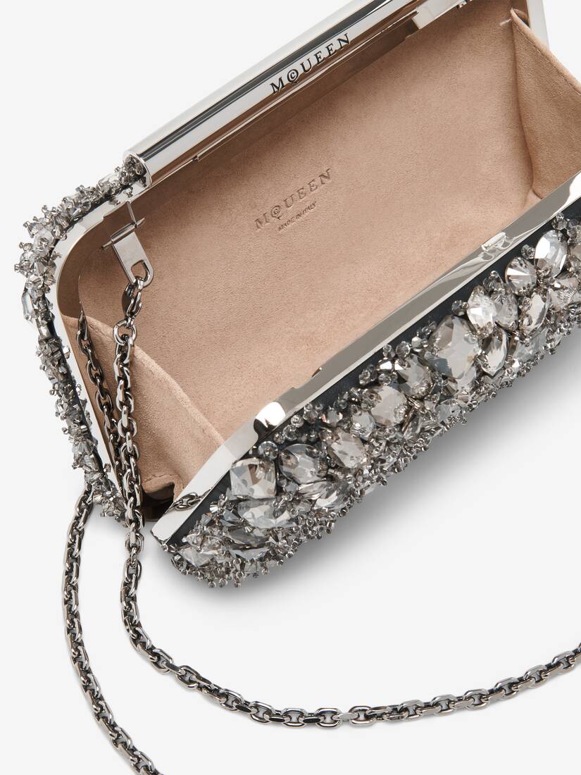 Crystal Embroidery T-Bar Box Clutch