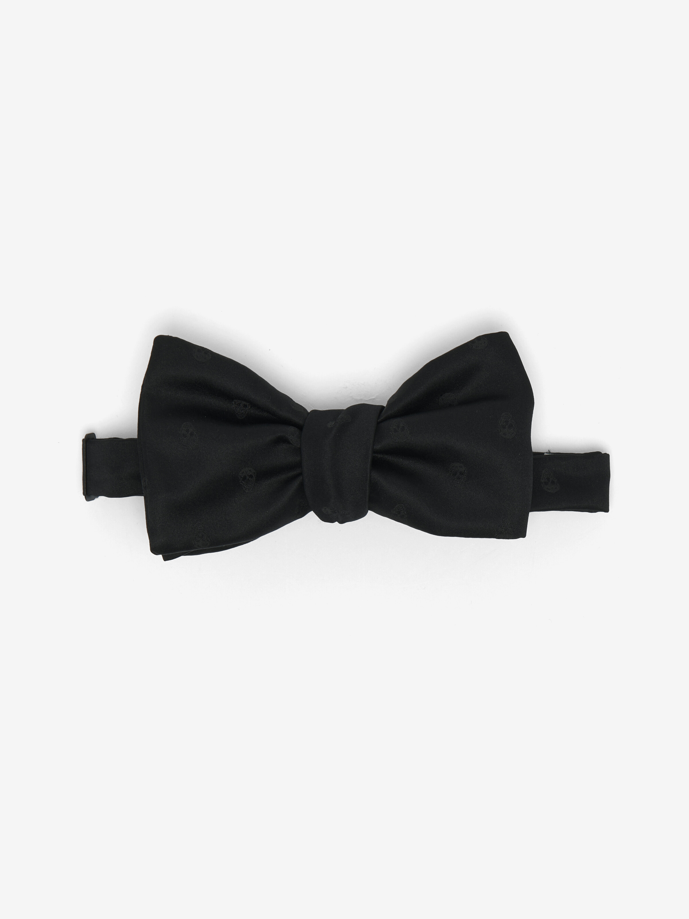 Women's Frayed Detail Bow Tie in Black in 100% Silk | Alexander McQueen - image 1