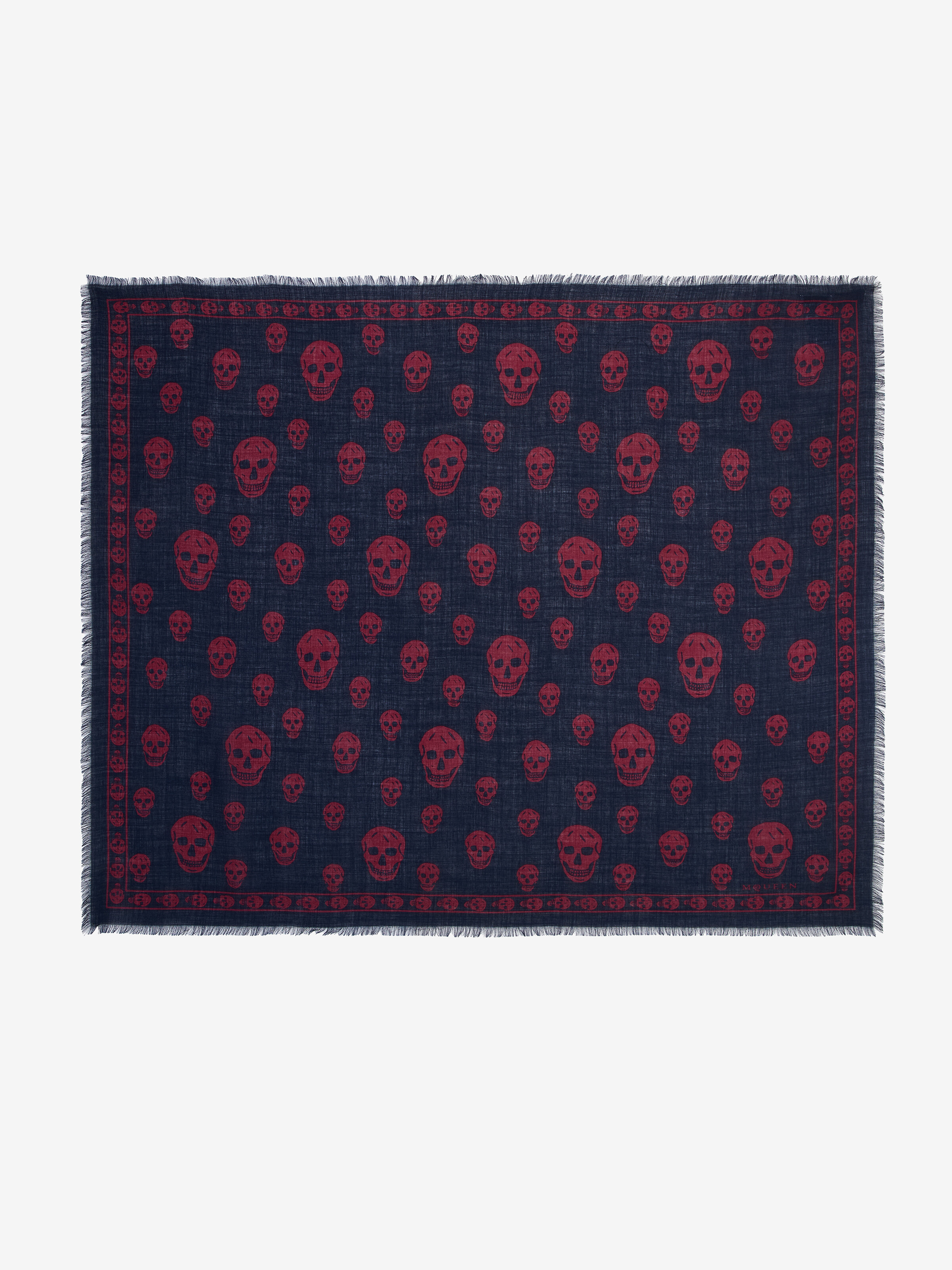 Men's Classic Skull Foulard in Navy/Burgundy in Fabric: 85% Modal -  15% Silk | Alexander McQueen - image 1