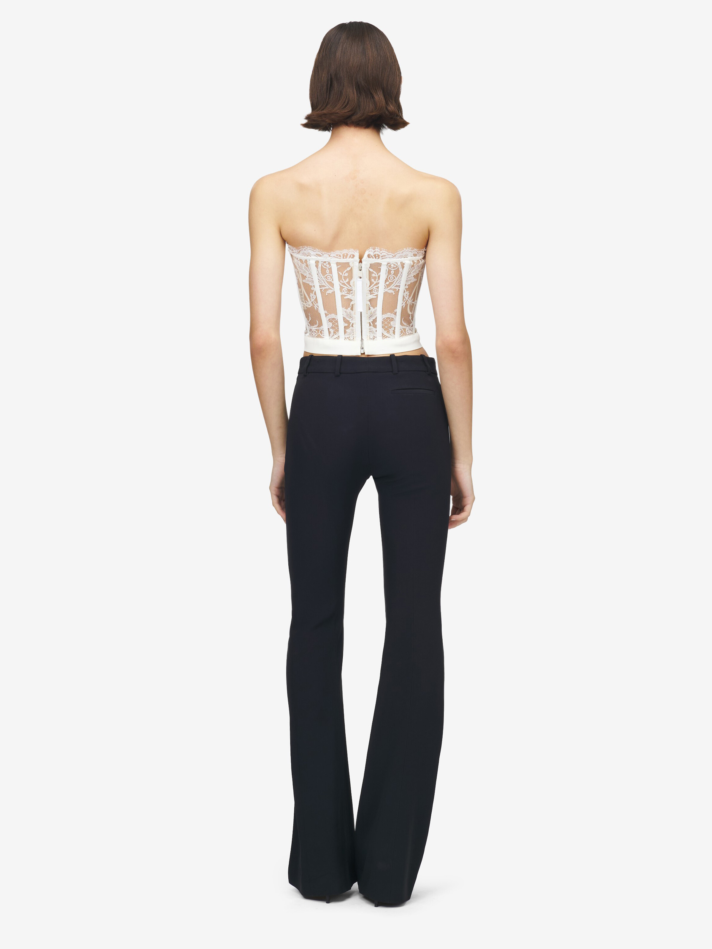 Women's Lace Corset in White in 74% Acetate, 26% Silk | Alexander McQueen - image 4