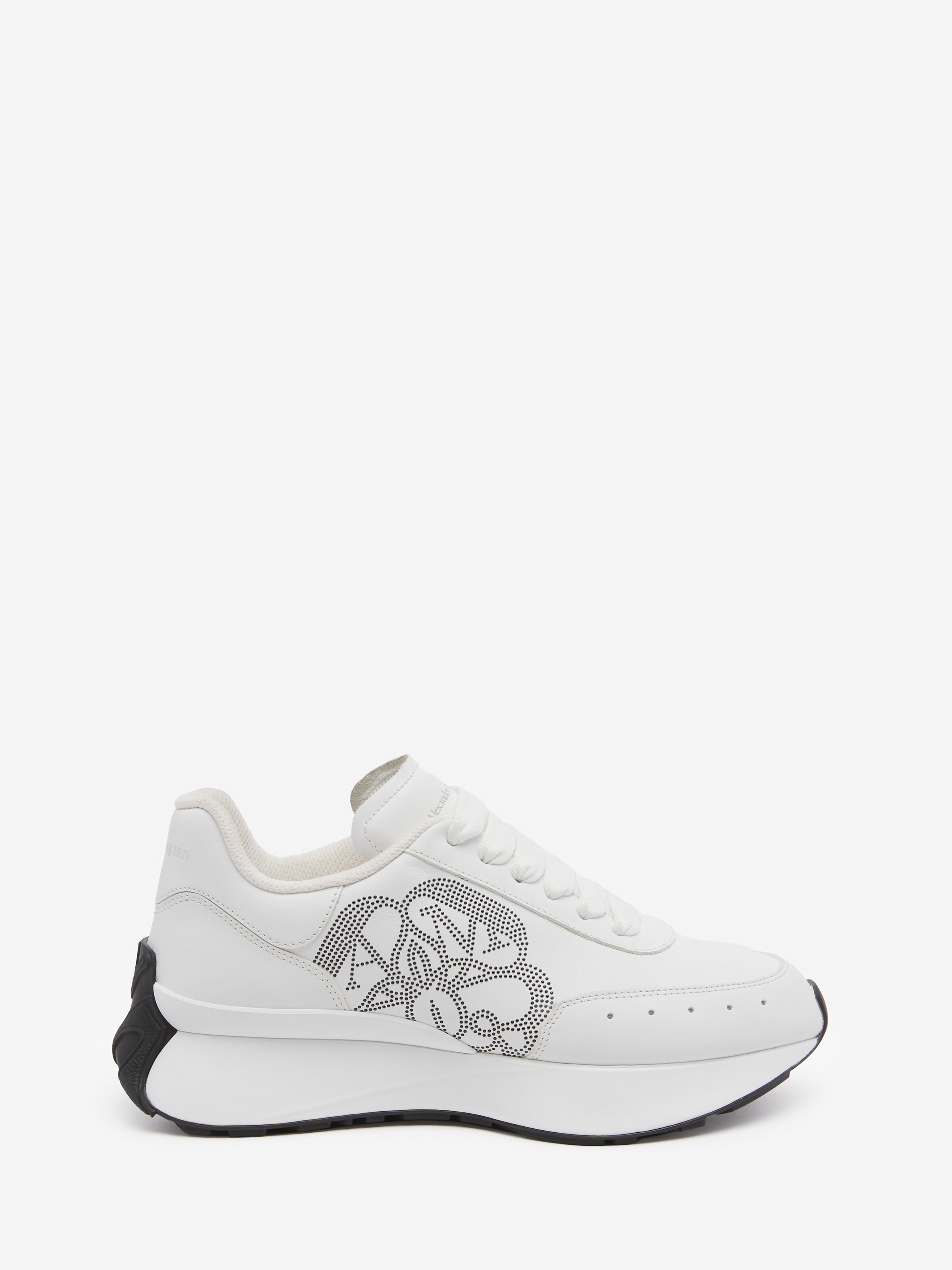 Women's Sprint Runner in White/Silver/Black in Calf Leather | Alexander McQueen - image 1