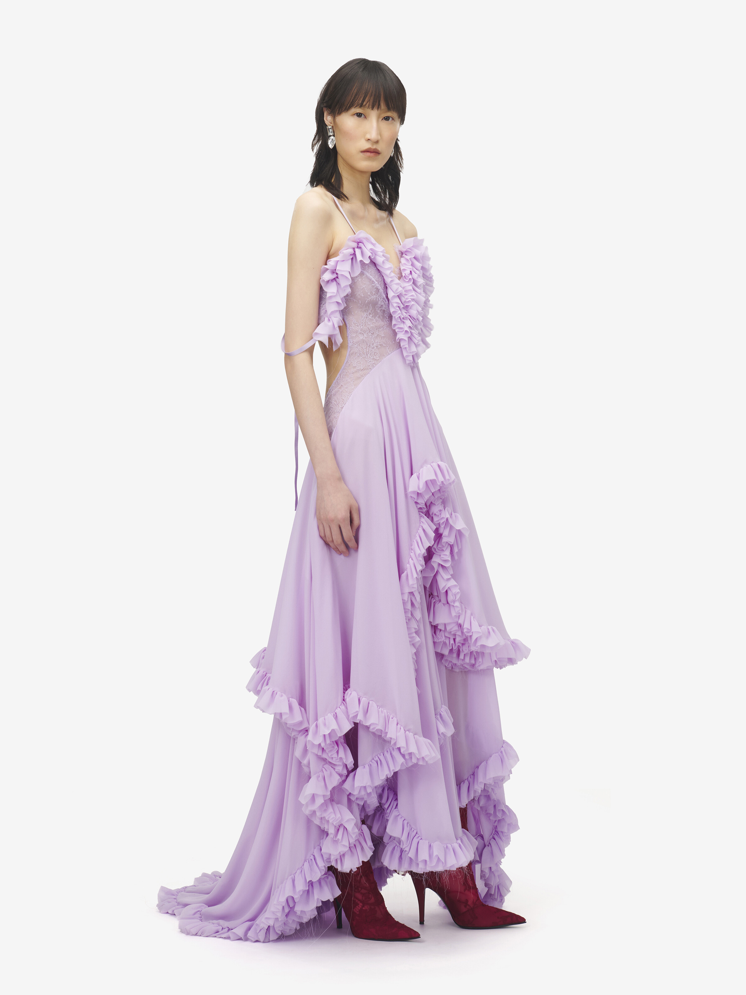 Robe de soirée à volants pour Femme en Lilas in 100% Soie | Alexander McQueen - image 3