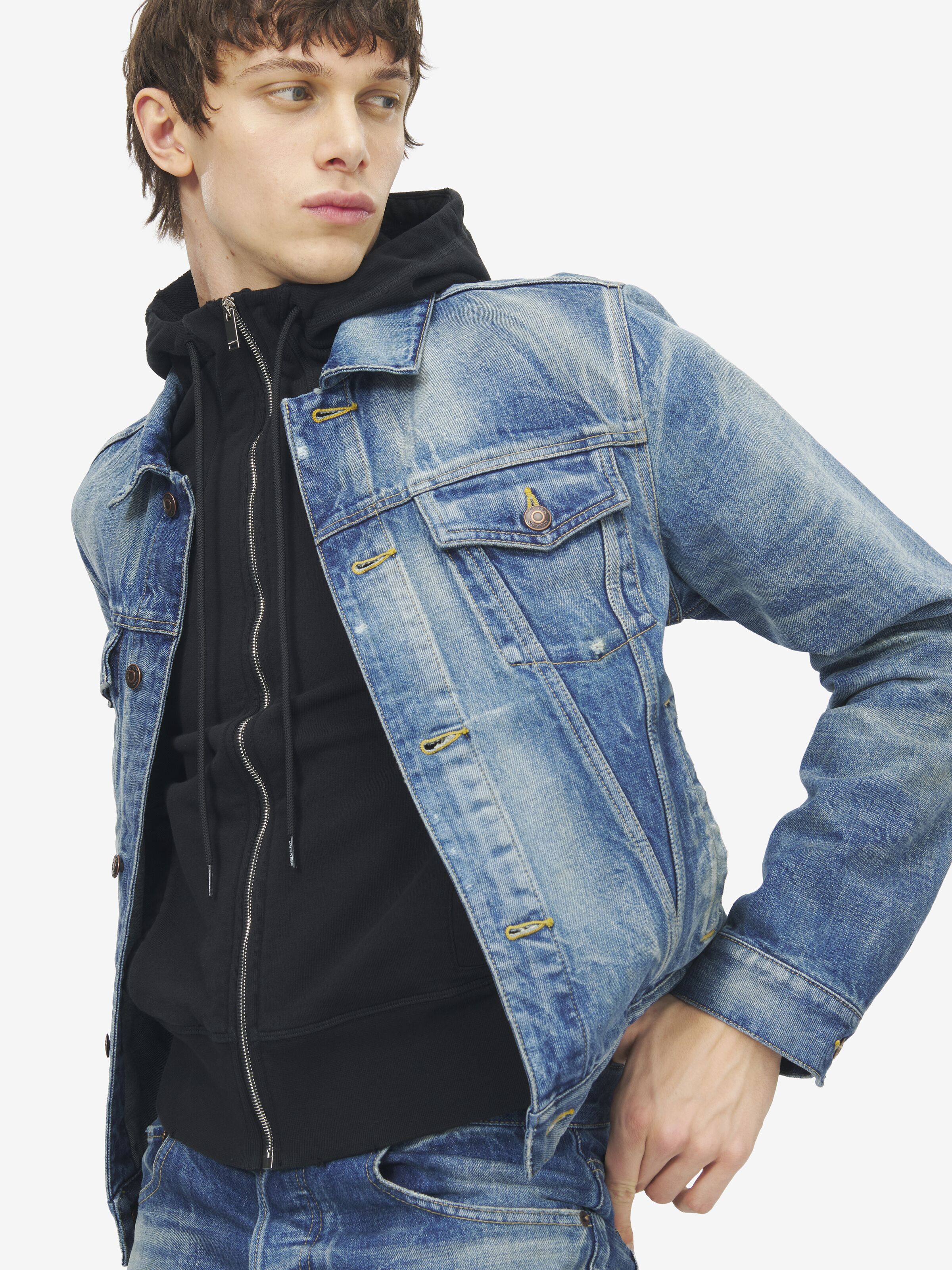 Men's Denim Jacket in Washed Blue in 100% Cotton | Alexander McQueen - image 5