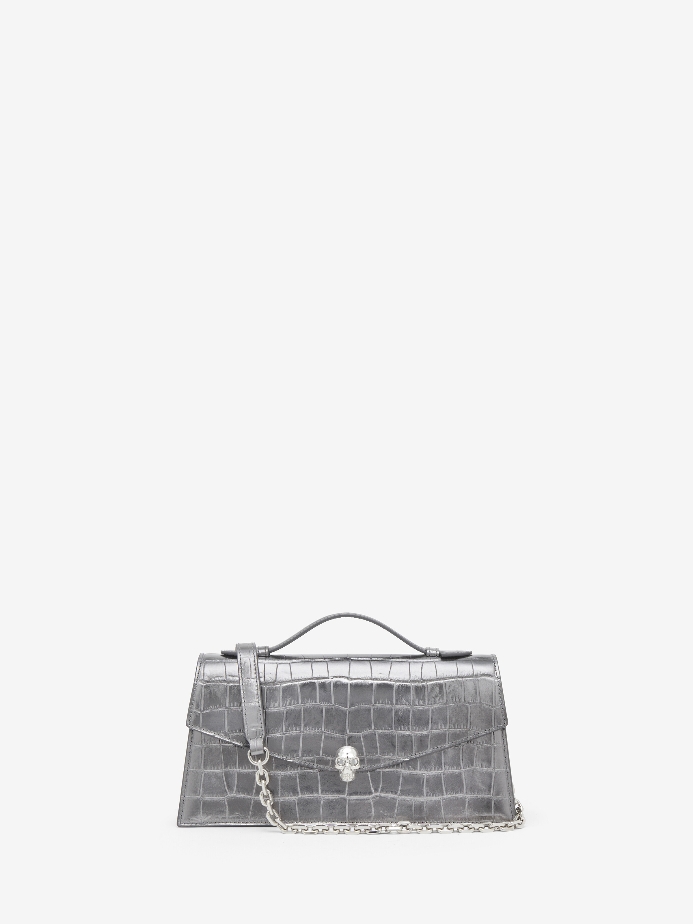 Women's Skull Top Handle in Dark Silver in Calf Leather | Alexander McQueen - image 1