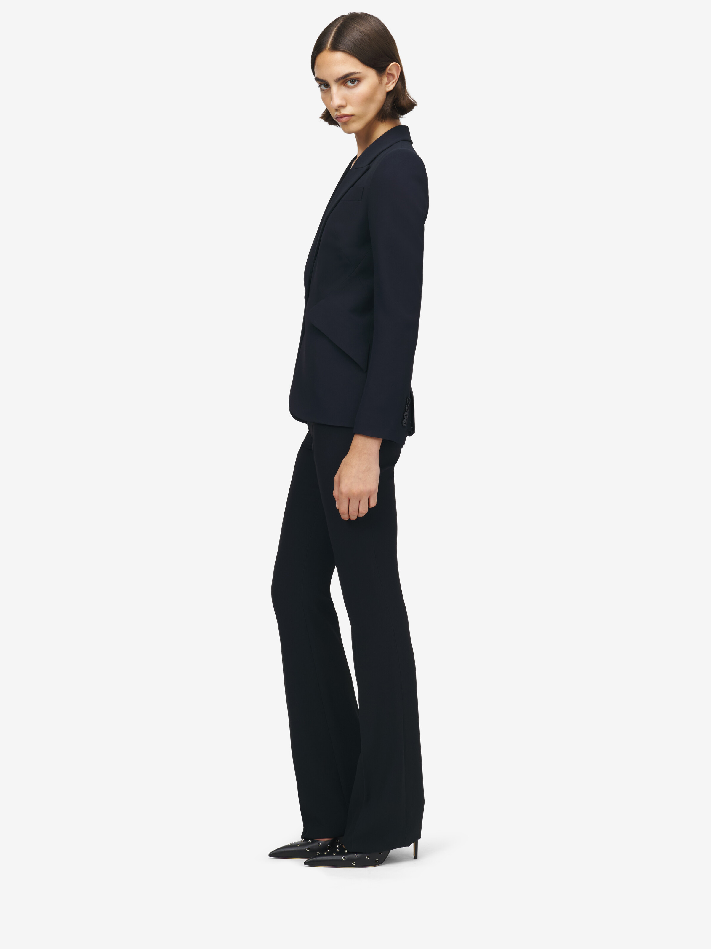 ピークショルダー　リーフクレープジャケット in レーヨン 52% / アセテート 48% | Alexander McQueen - image 3