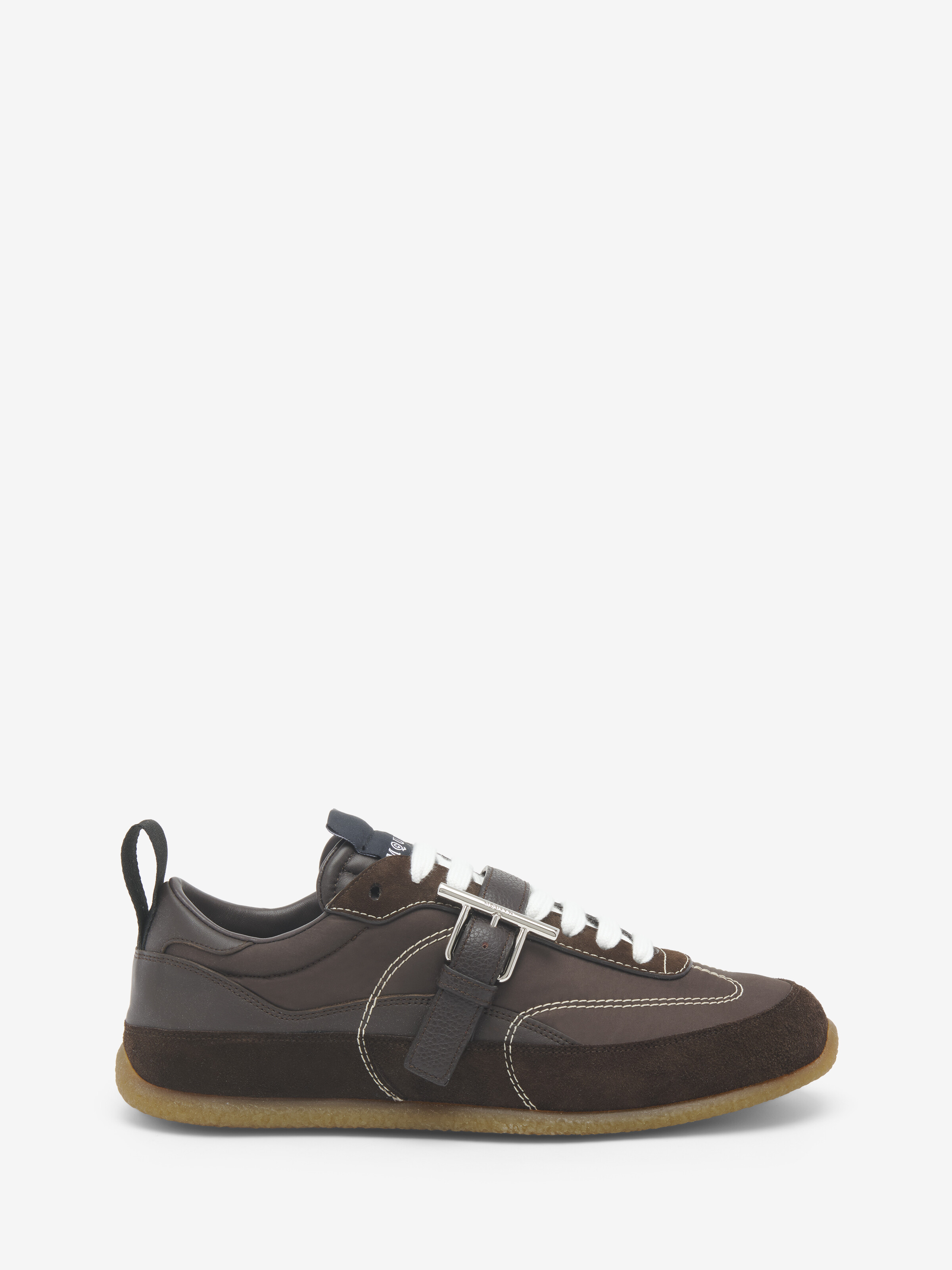 Men's EC1 T-Bar Sneaker in Dark Brown in Calf Leather | Alexander McQueen - image 1