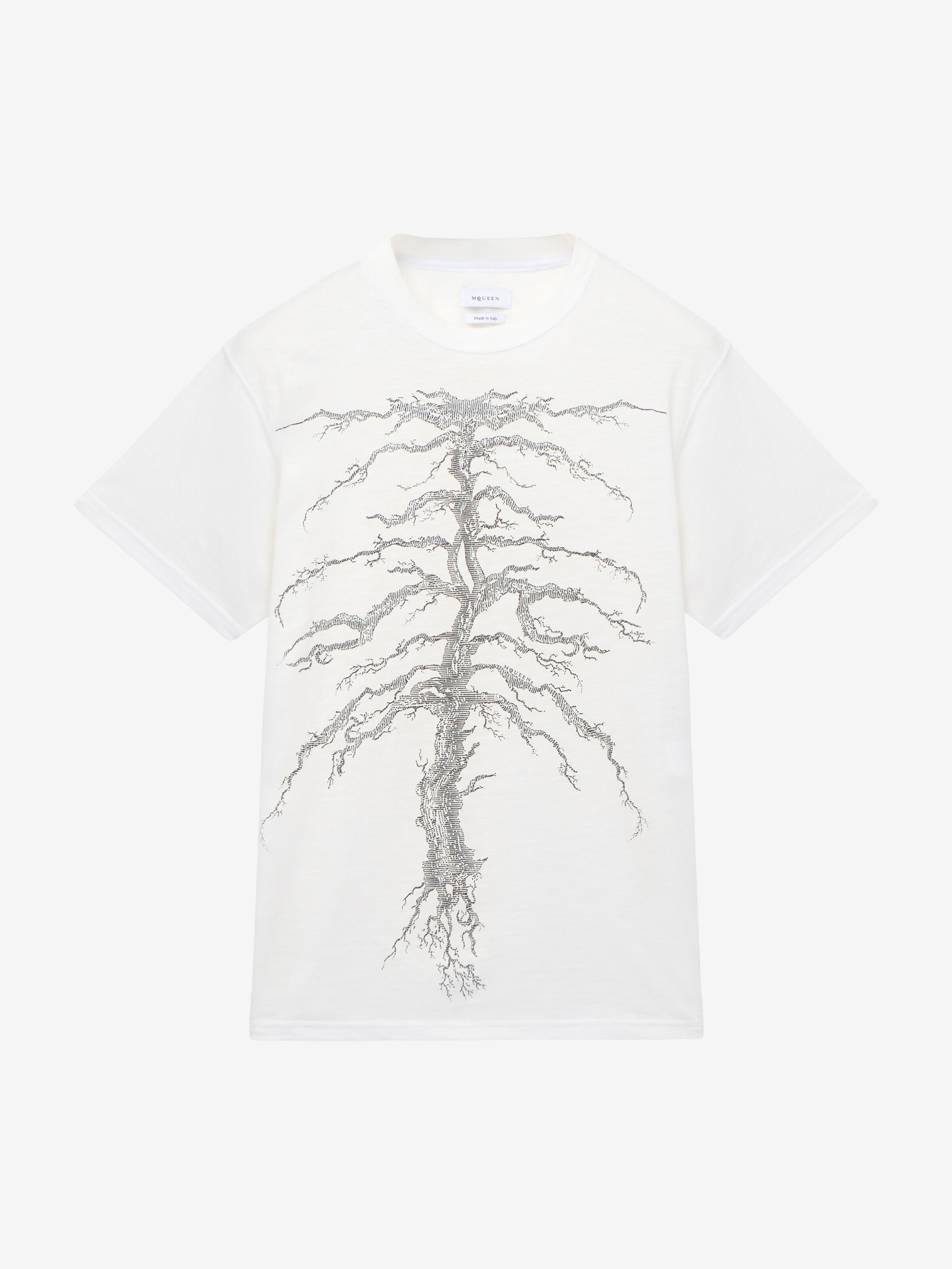 ツリー リブケージ プリント Tシャツ in 本体: 70% コットン -  30% 麻 -  トリミング: 100% コットン | Alexander McQueen - image 1