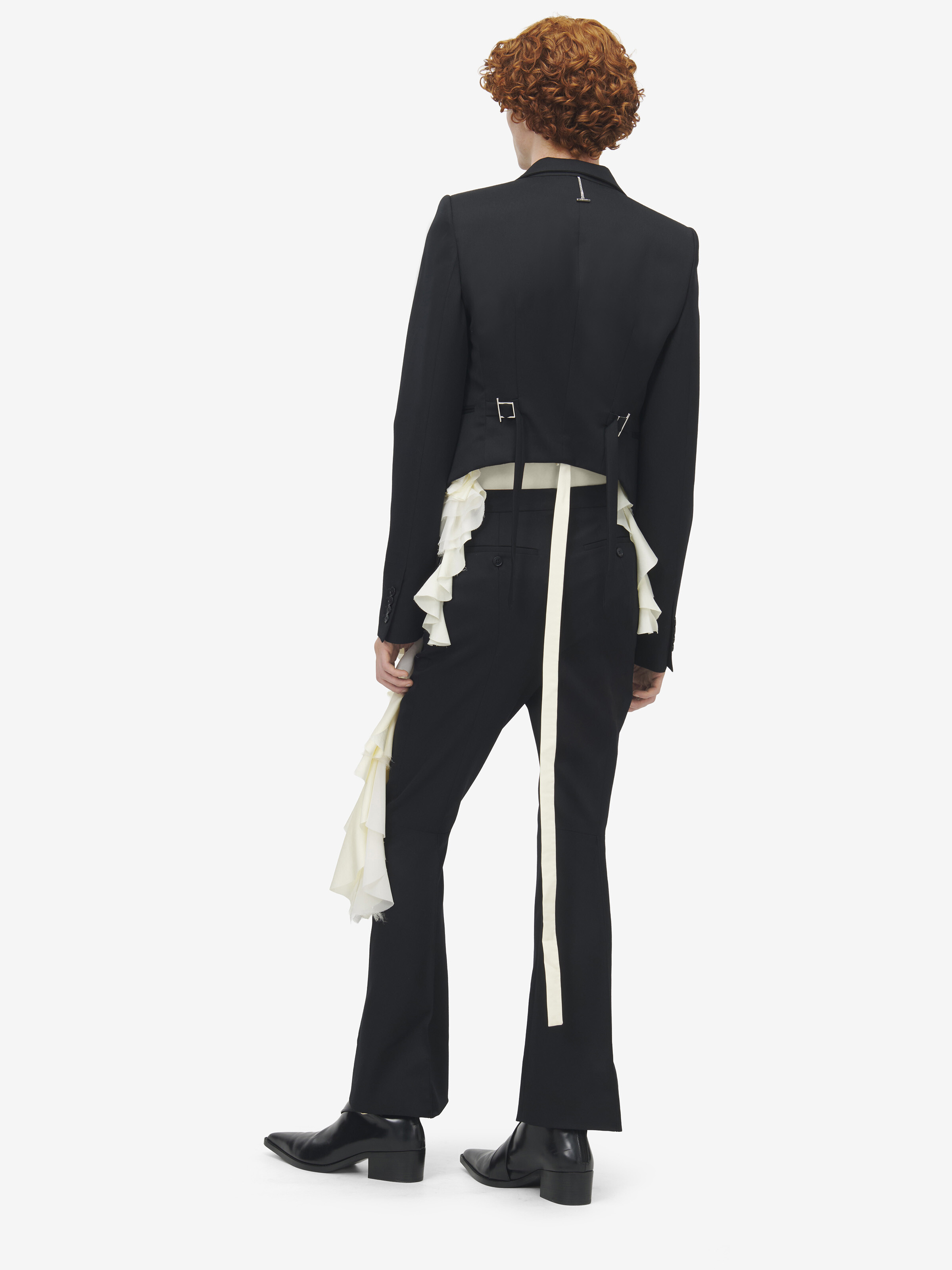 Men's Asymmetric Lapel Jacket in Black in 100% Wool | Alexander McQueen - image 4