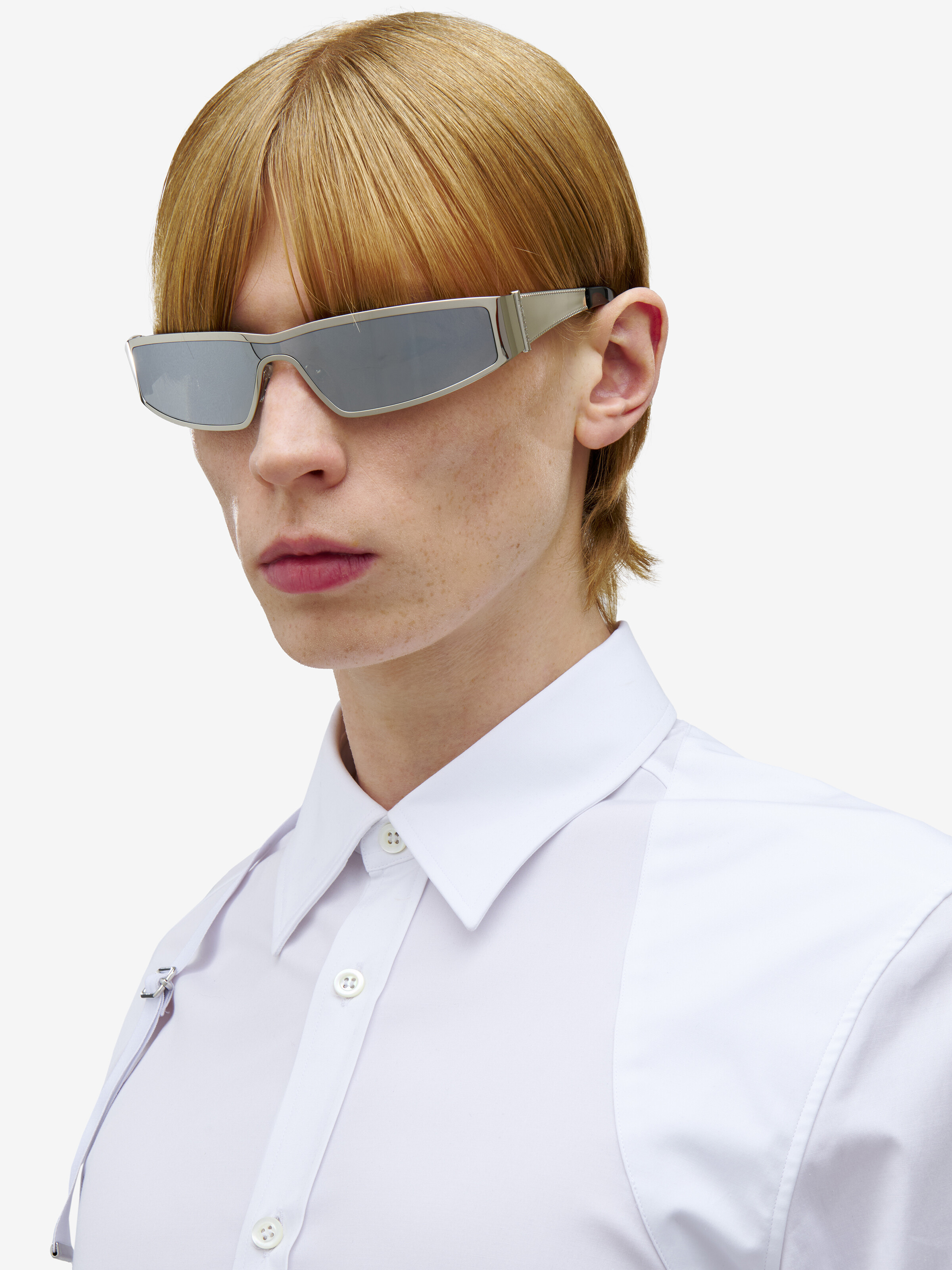 Lunettes De Soleil en Métal Y2K en Argenté Clair in Métal | Alexander McQueen - image 5