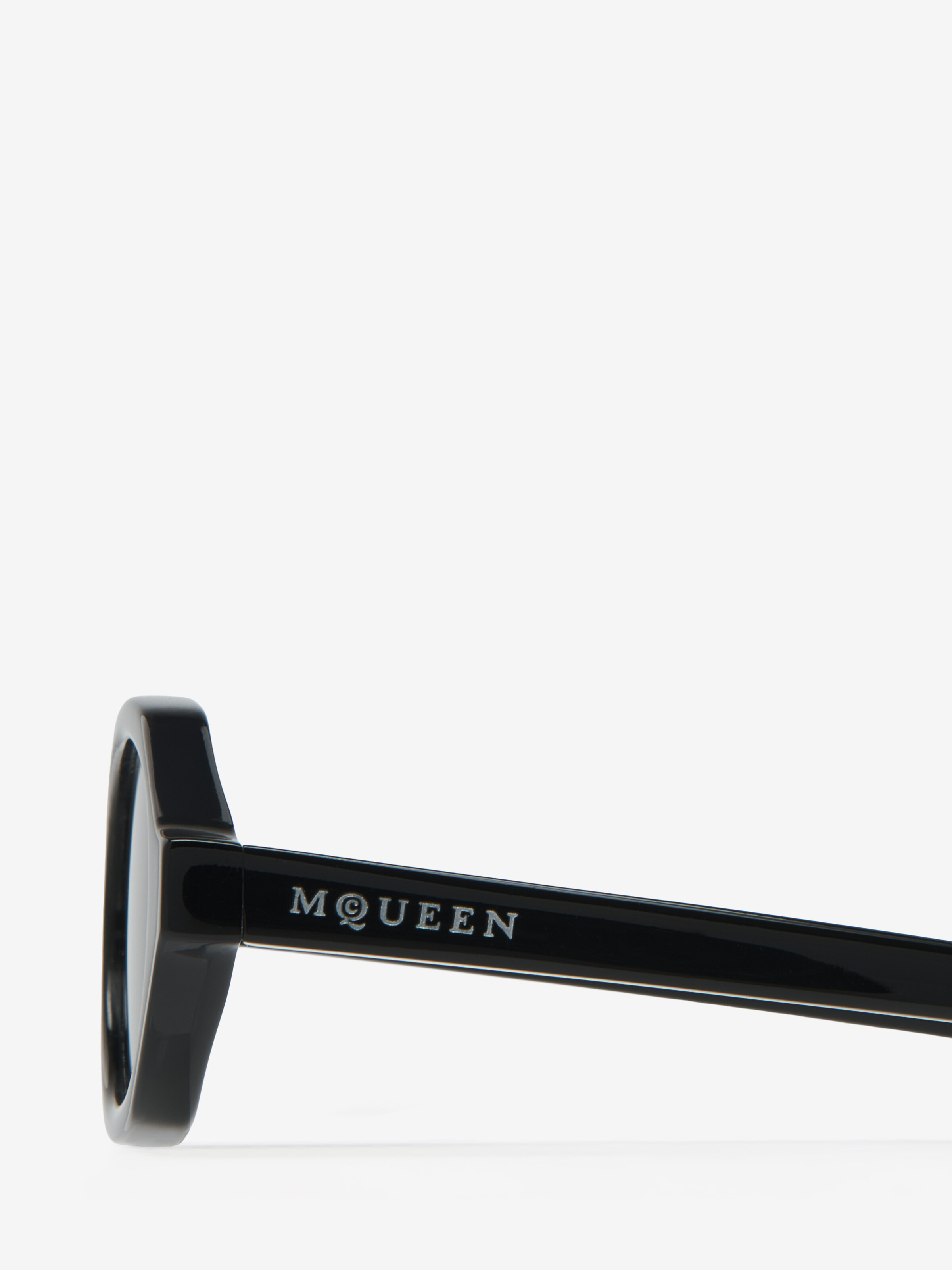Women's Geometric Oval Sunglasses in Black in 100% Plastic | Alexander McQueen - image 5