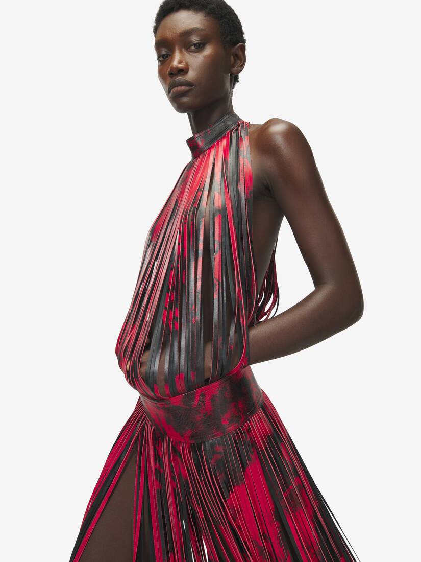 Leather Floral Fringe Dress | Alexander McQueen - image 5
