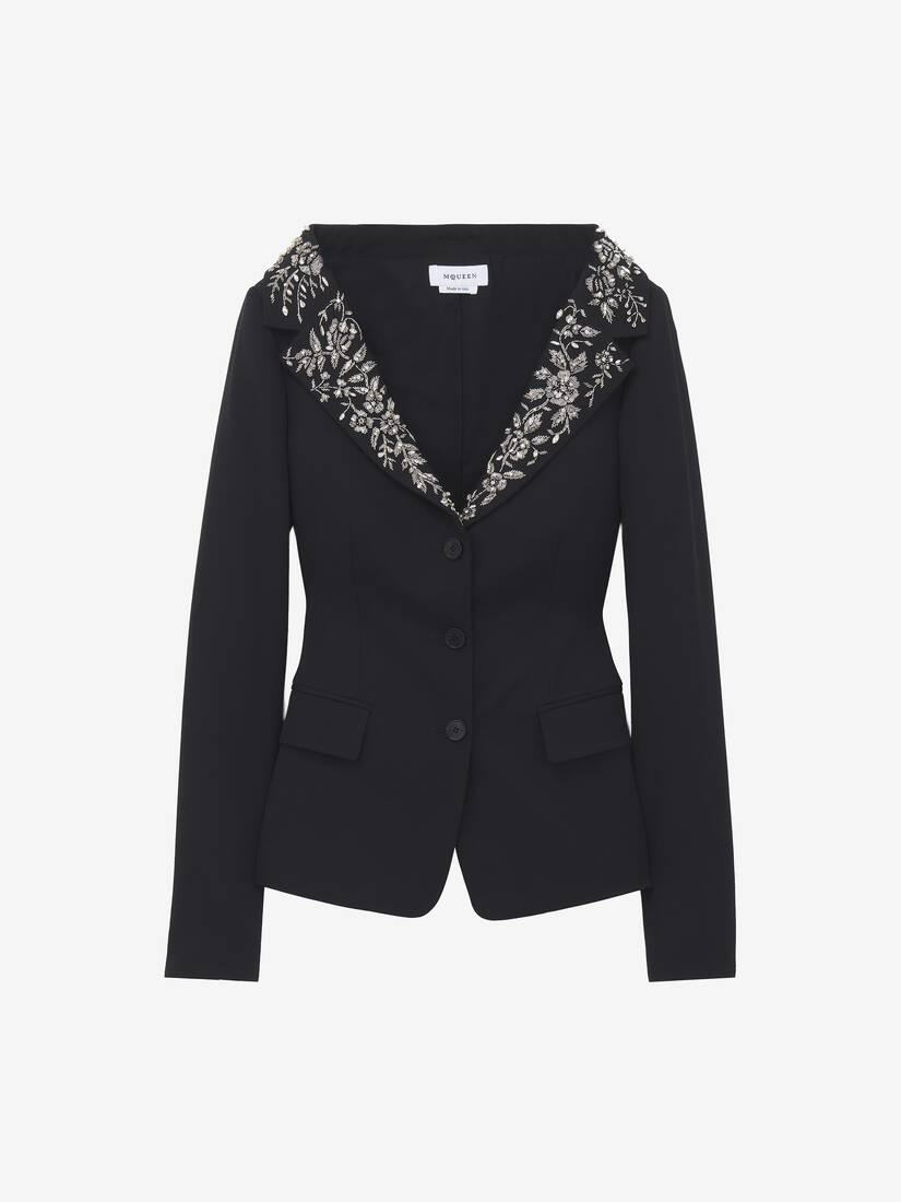 Embroidered Off-the-shoulder Harness Jacket | Alexander McQueen - image 1