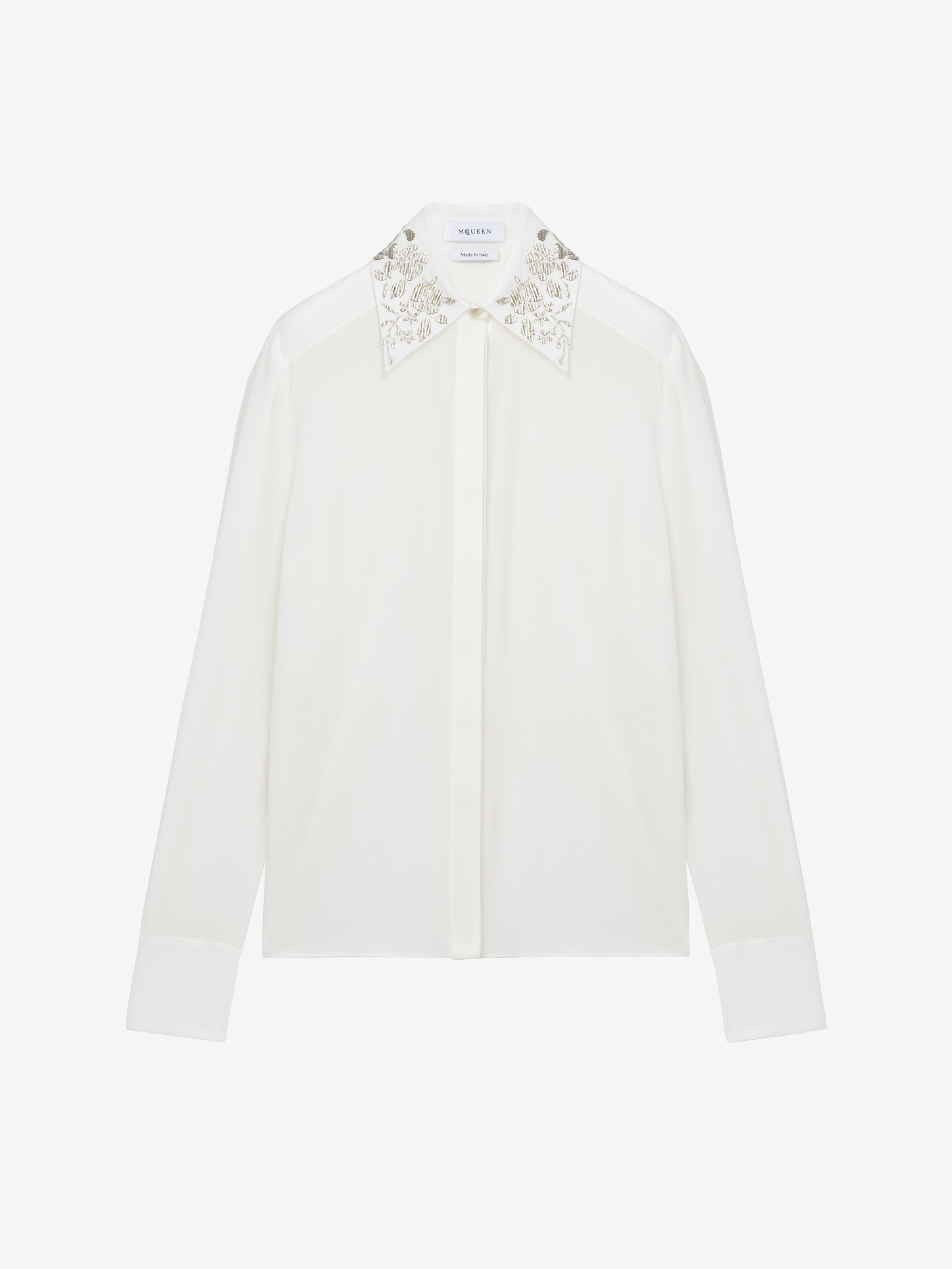 Chemise à broderie florale pour Femme en Blanc Ivoire in 100% Soie | Alexander McQueen - image 1