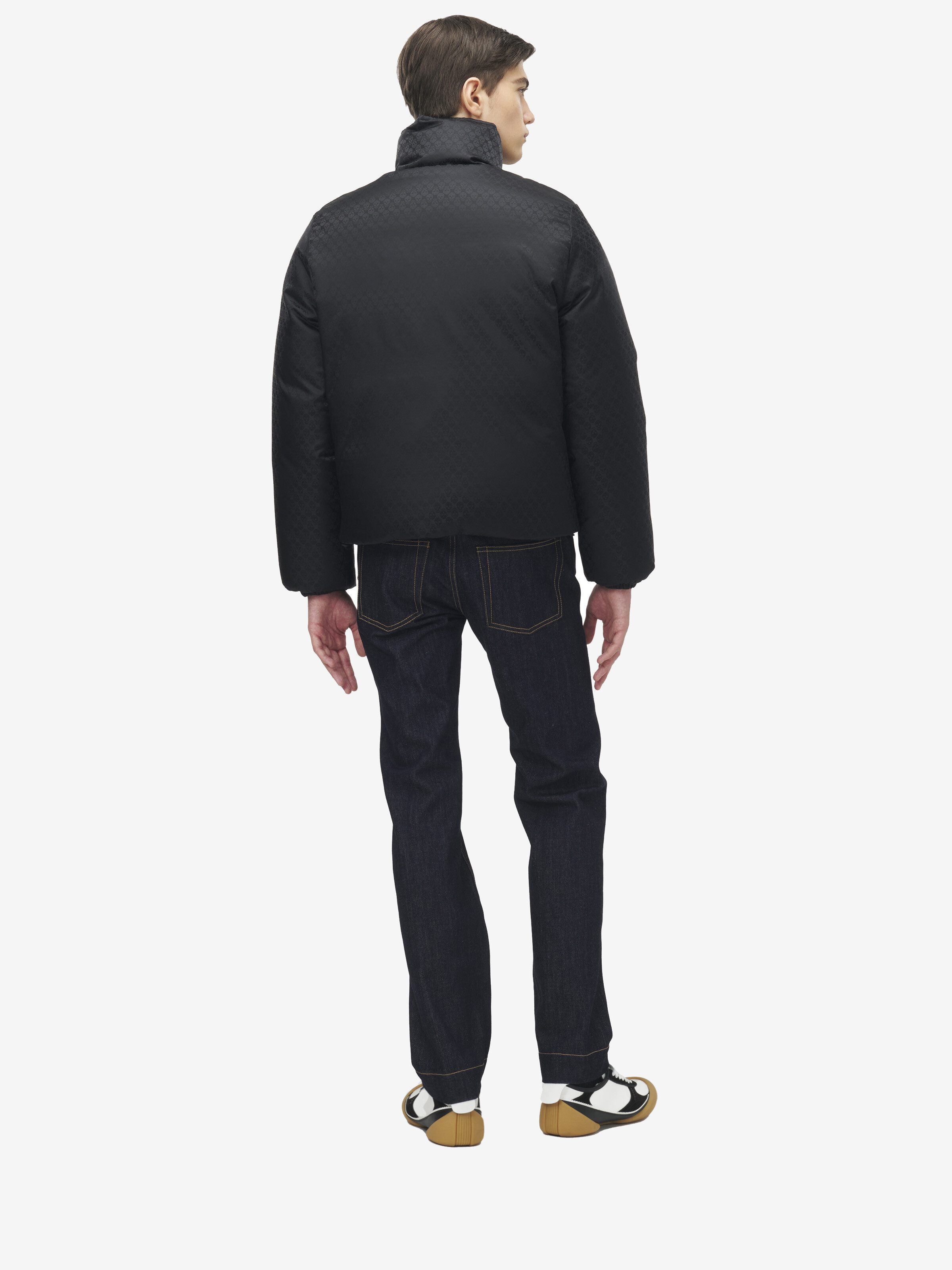 Men's Skull Jacquard Puffer Jacket in Black in 100% Polyamid | Alexander McQueen - image 3