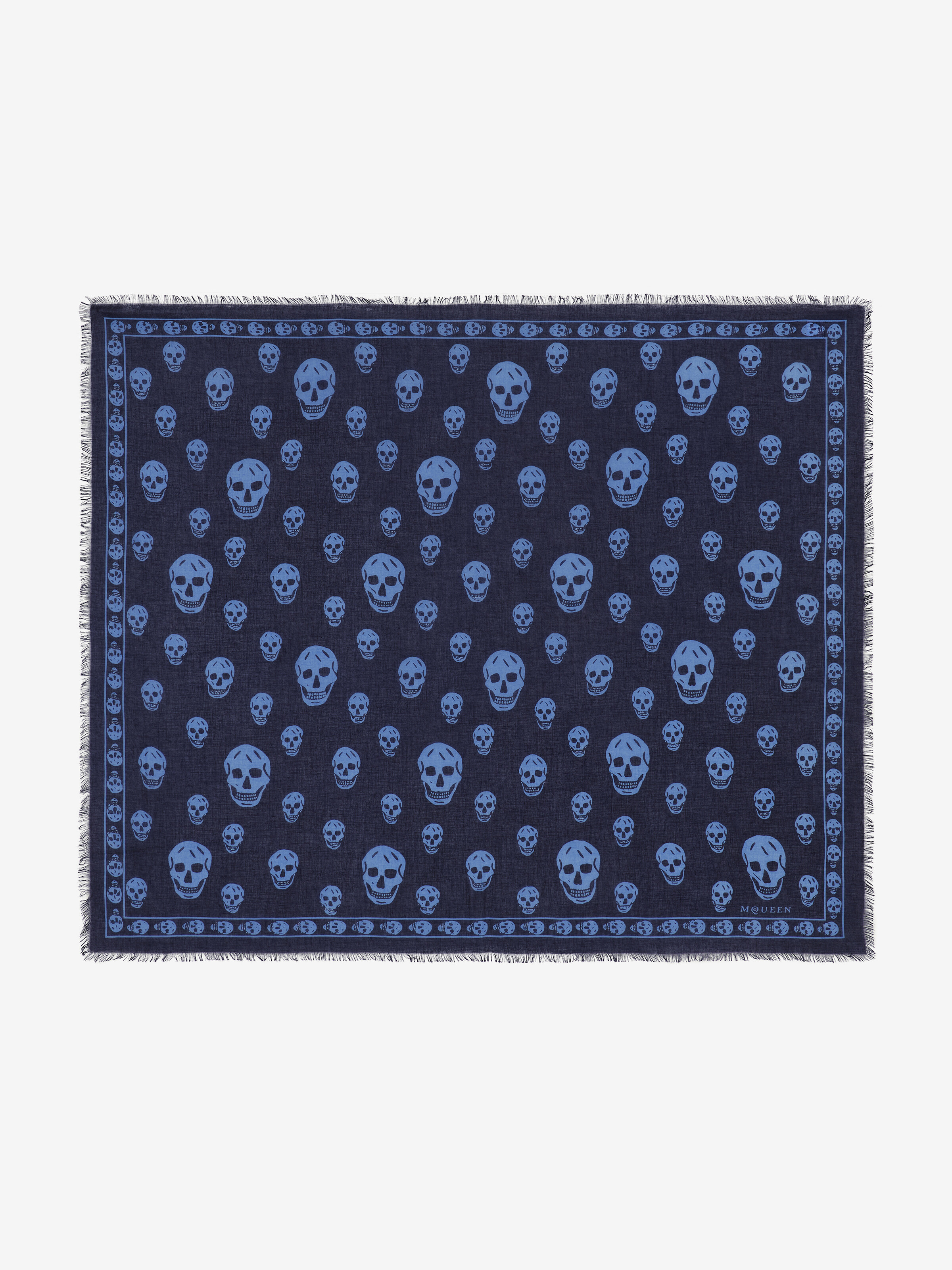 Men's Classic Skull Scarf in Indigo in Fabric: 85% Modal, 15% Silk | Alexander McQueen - image 1