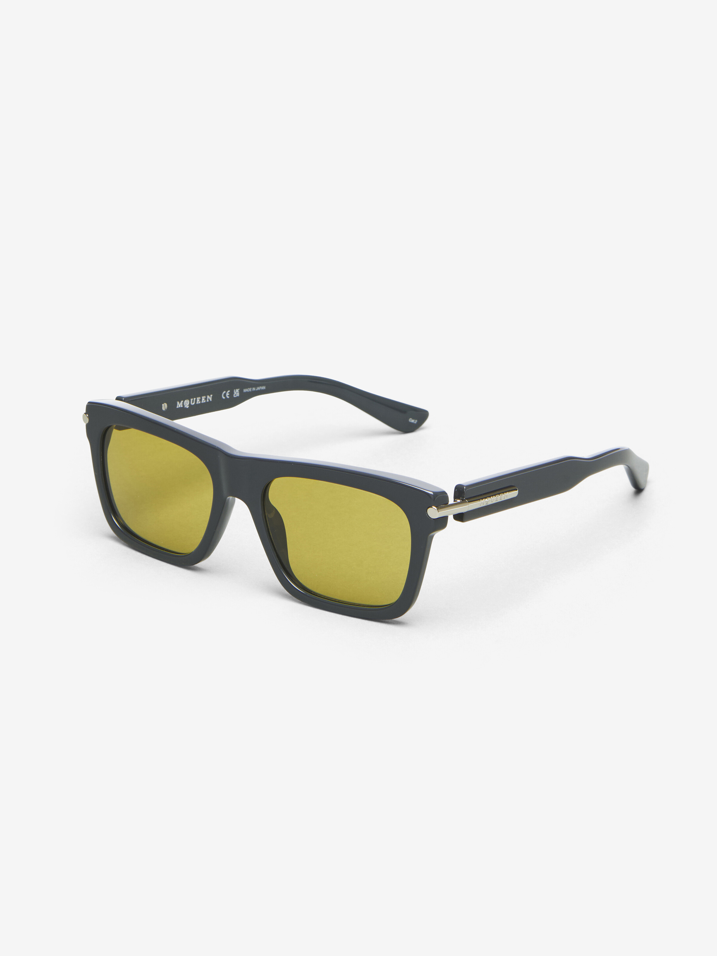 Lunettes De Soleil Rectangulaires,  T-Bar City pour Homme en Gris/Jaune in Acétate recyclé | Alexander McQueen - image 3