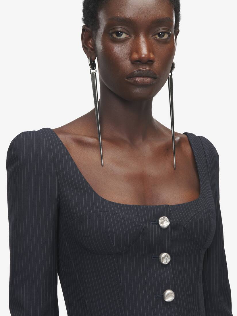 Pinstriped Fitted Jacket | Alexander McQueen - image 5