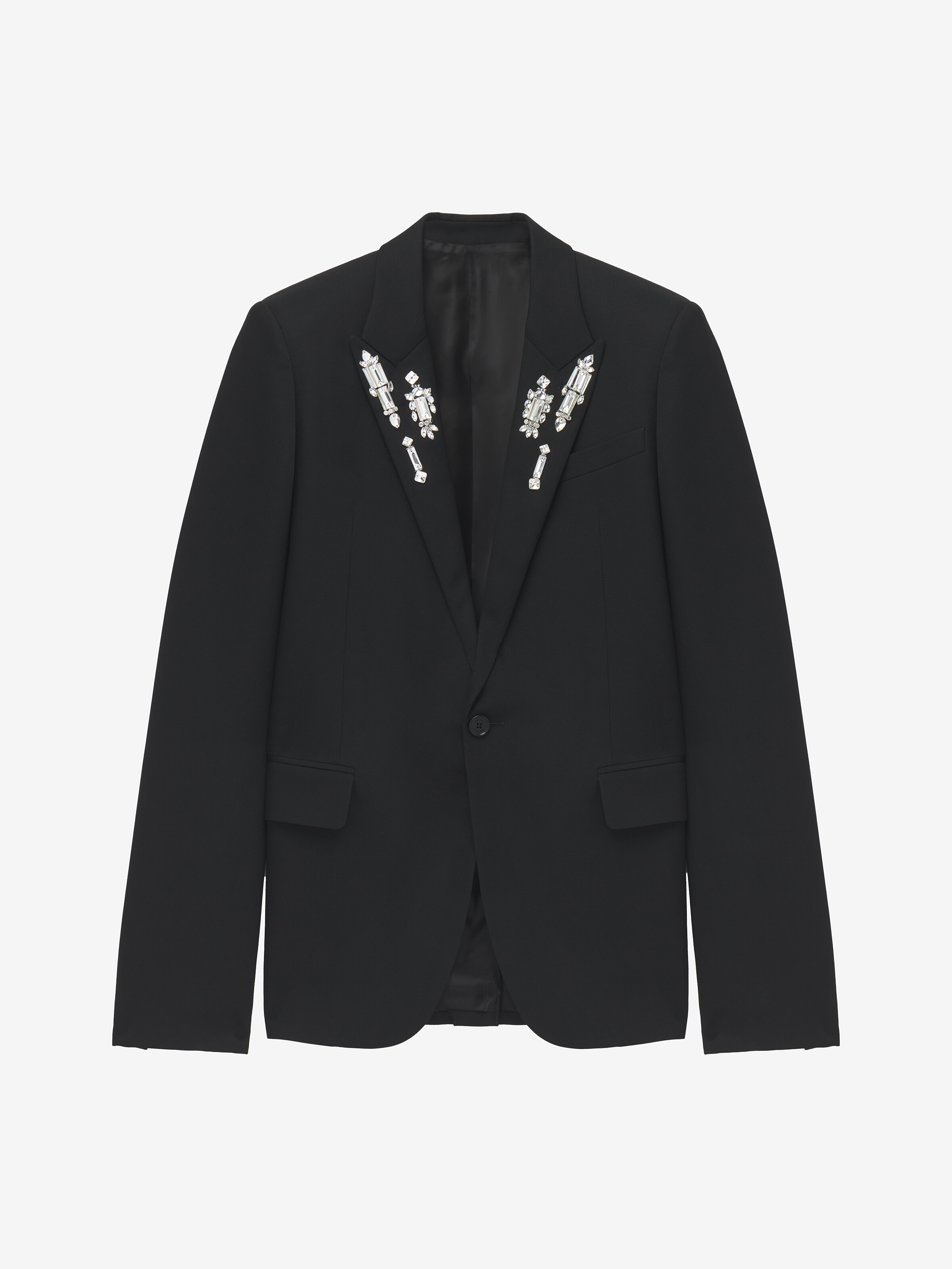 Men's Crystal Mirror Embroidery Single-breasted Jacket in Black in 100% Wool | Alexander McQueen - image 1