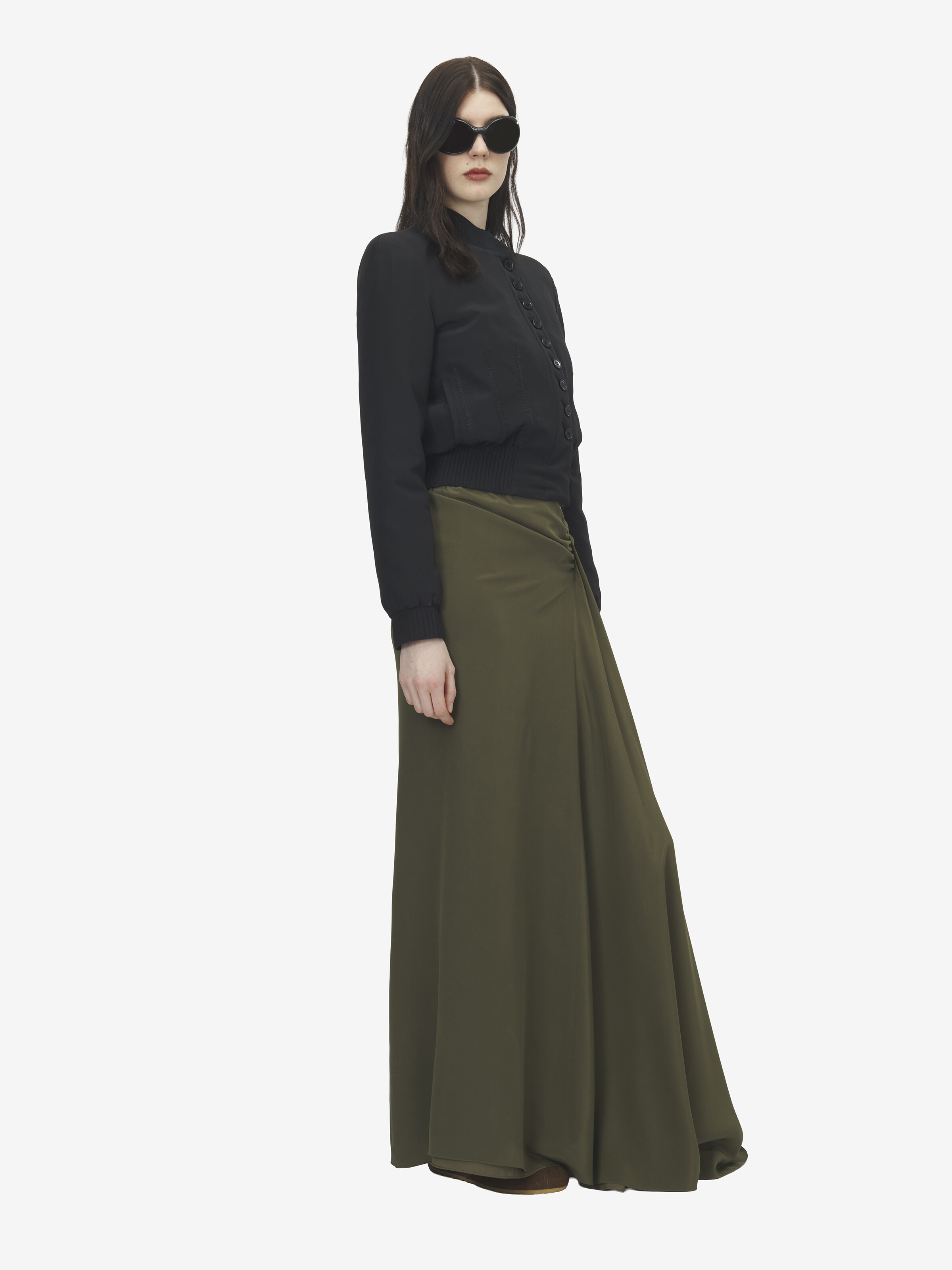 Women's Silk Bomber Jacket in Black in 100% Silk | Alexander McQueen - image 3