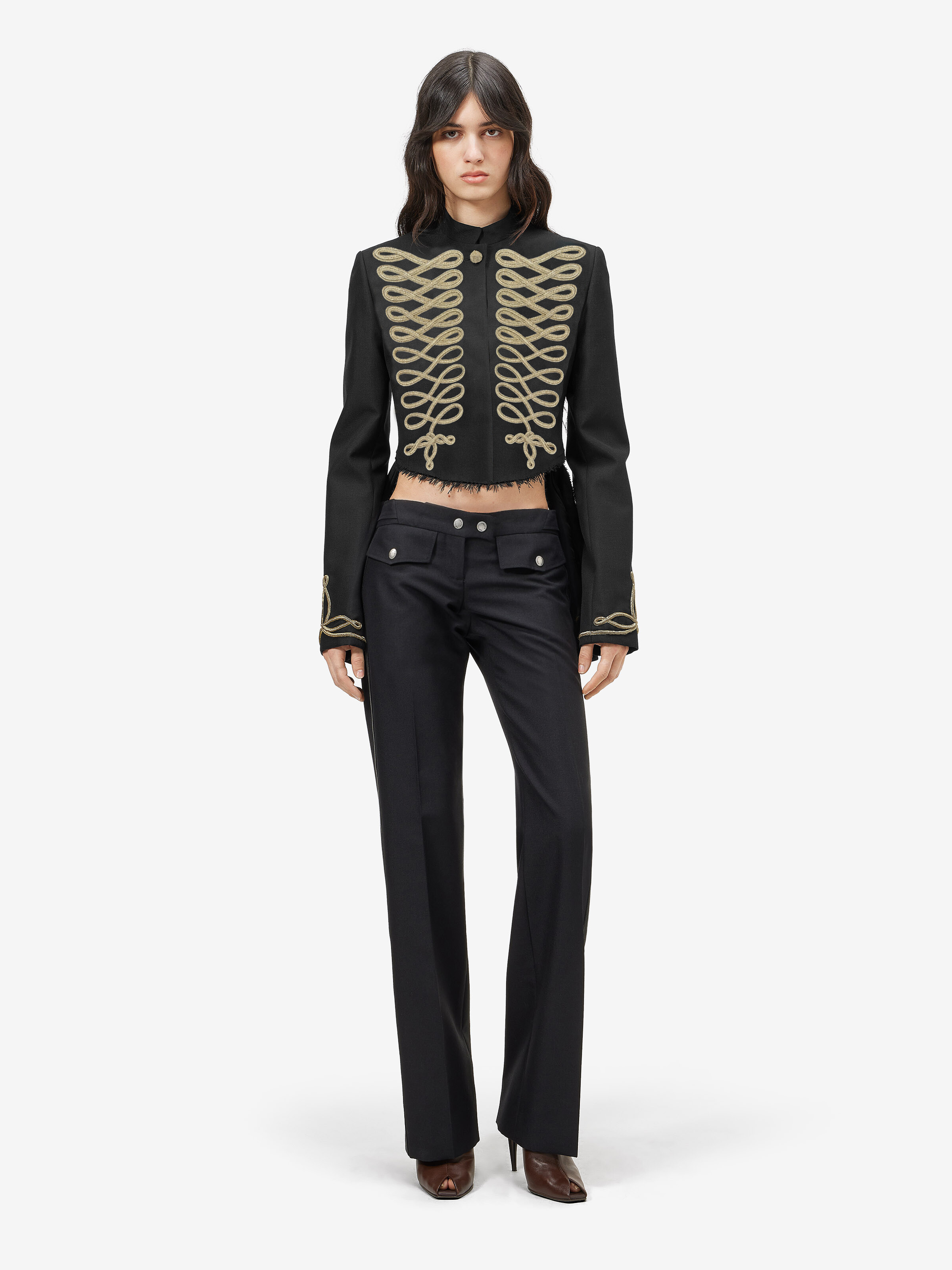 Women's Frogging Embroidery Jacket in Black/Gold in Fabric: 70% Wool, 30% Mohair, Lining: 100% Cupro, Embroidery: 100% Acetate | Alexander McQueen - image 2