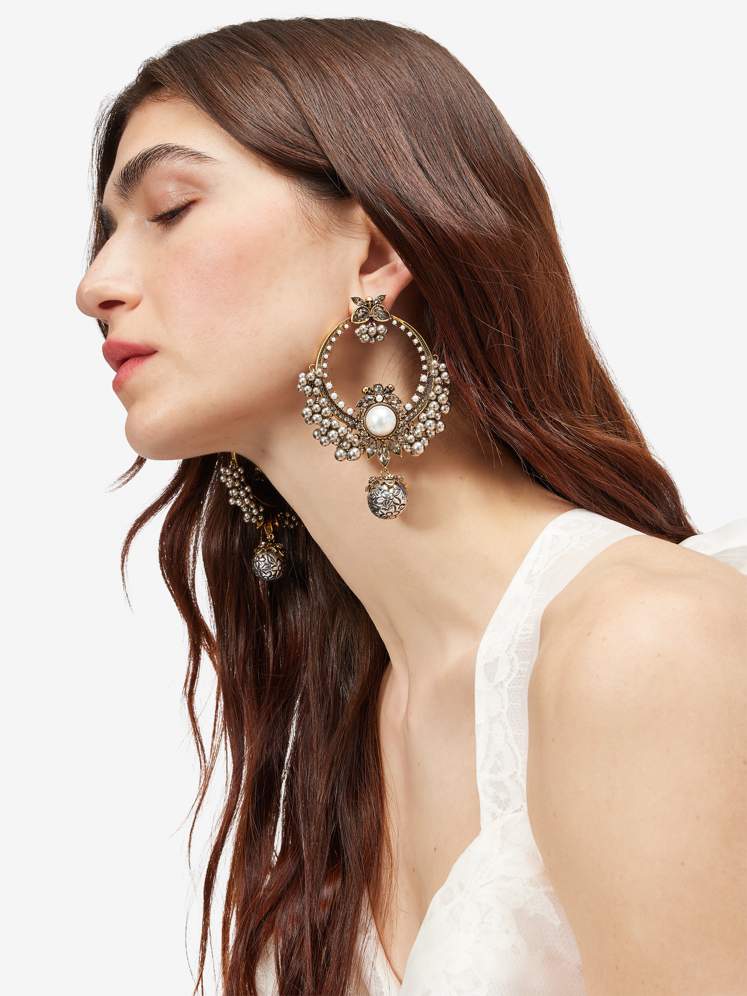 Women's Heirloom Earrings in Silver-finish in Brass | Alexander McQueen - image 2
