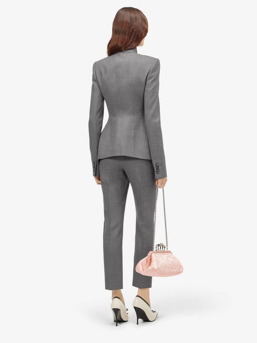 Wool Pinstripe Cross Lapel Jacket | Alexander McQueen - image 4