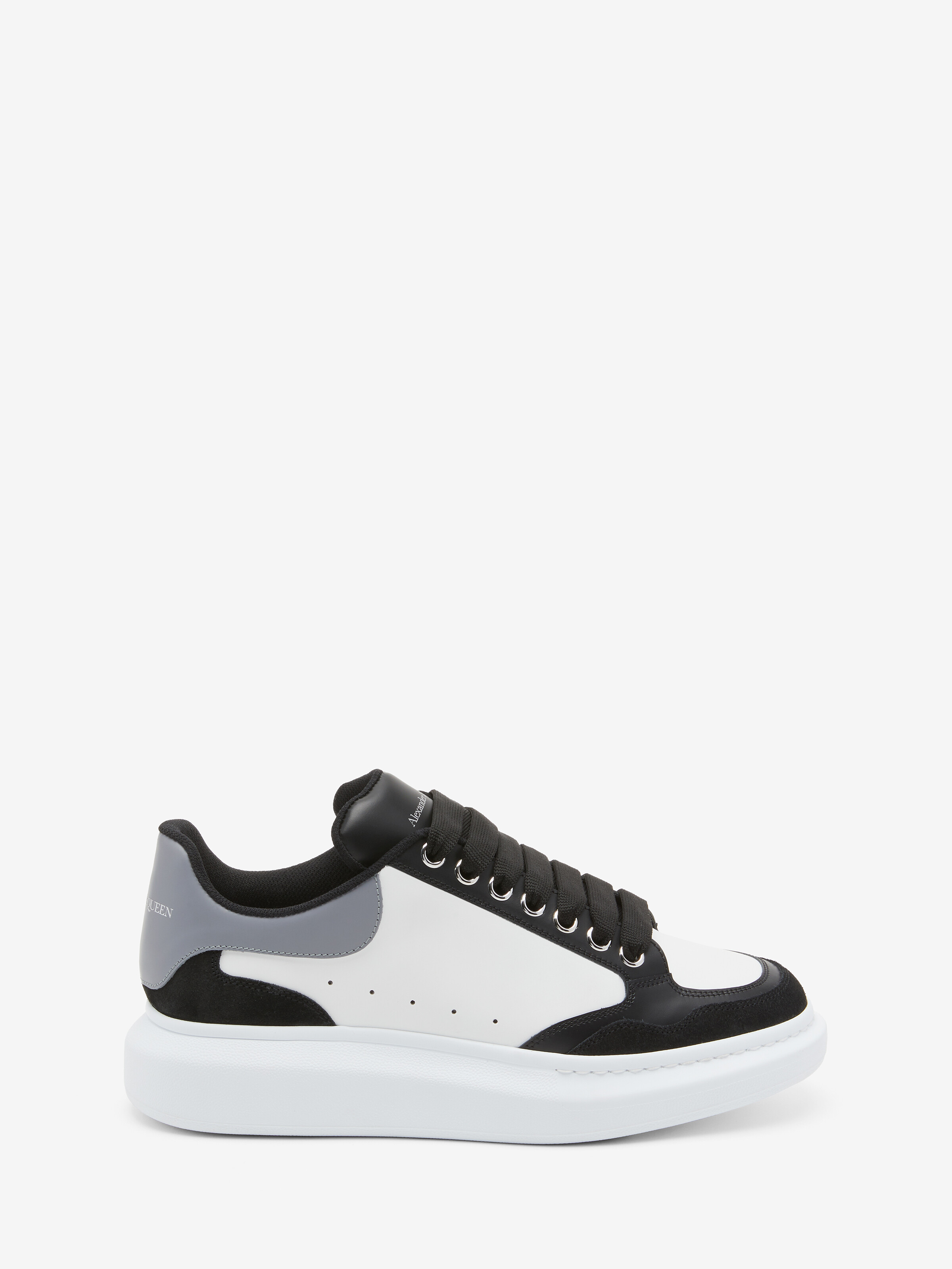 Men's Oversized Sneaker in Black/White/Grey in Calf Leather | Alexander McQueen - image 1