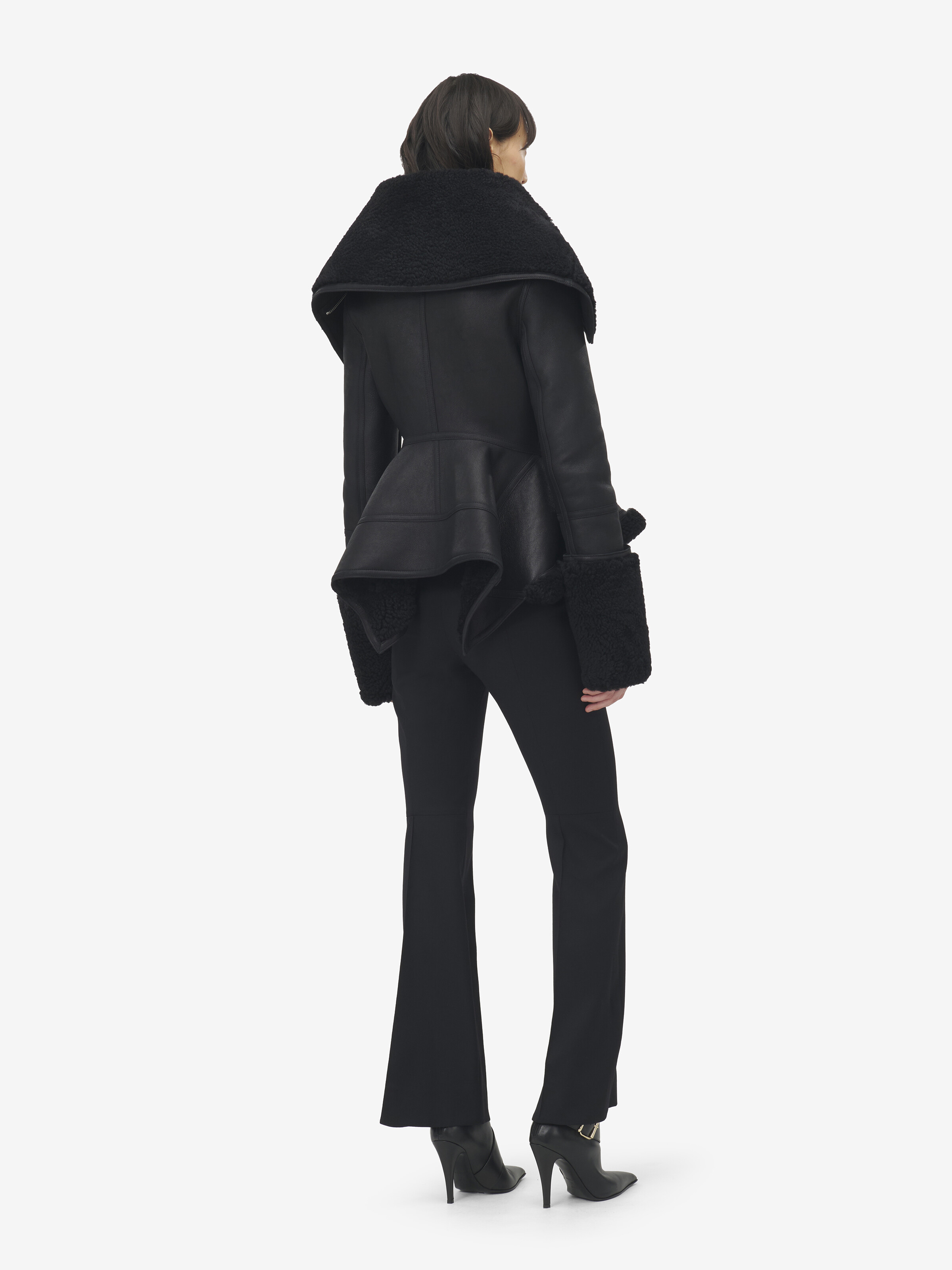 Women's Peplum Shearling Jacket in Black in 100% Lamb Fur | Alexander McQueen - image 5