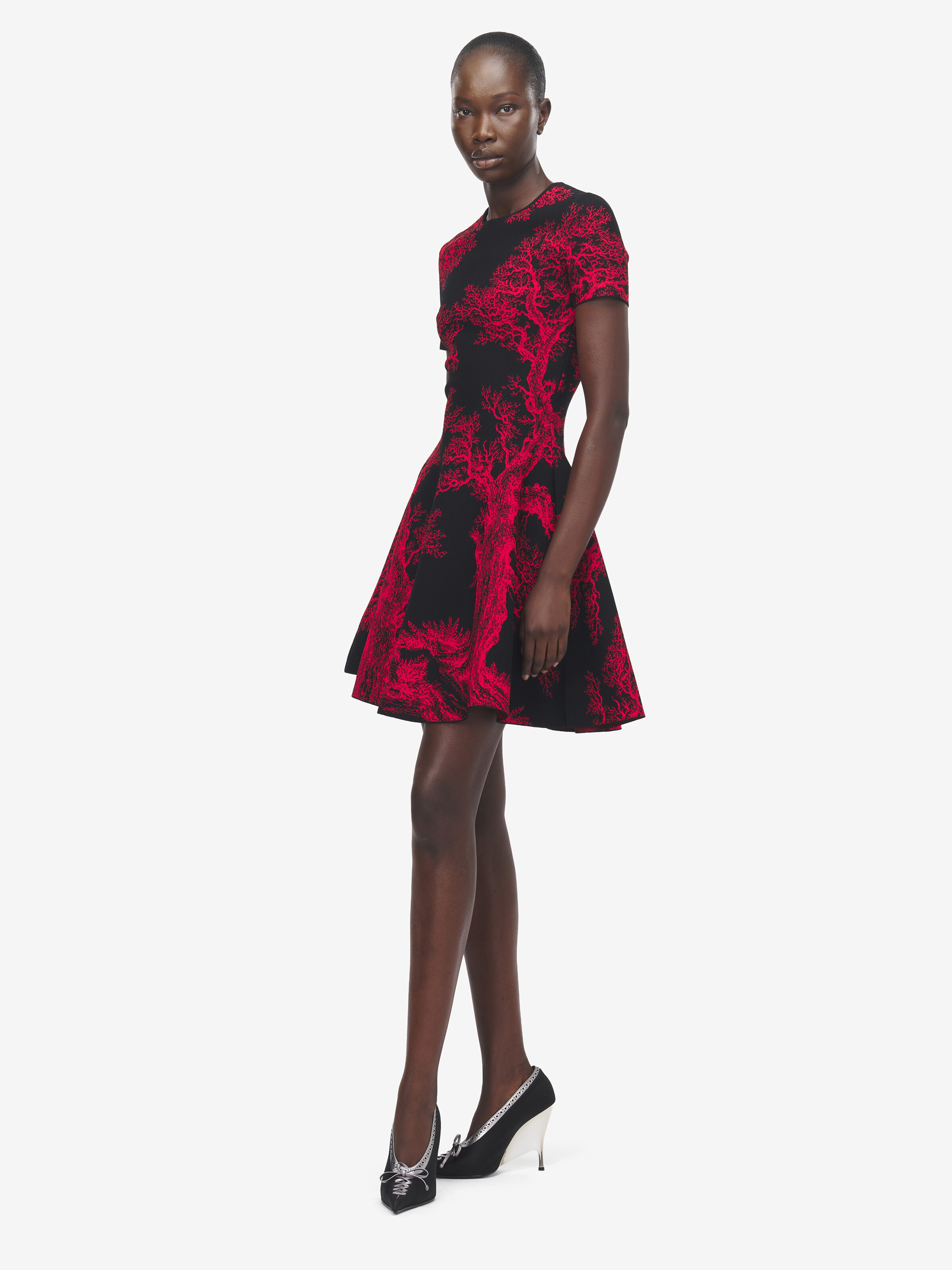 Miniabito ‘Tree Of Life’ in Jacquard  da Donna in Rosso/Nero in 83% Viscosa, 17% Poliestere | Alexander McQueen - image 3
