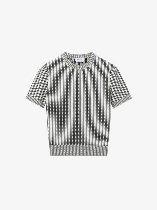 Alexander McQUEEN リブトップス Women's Striped Knit Top in Ivory/Navy | McQueen US