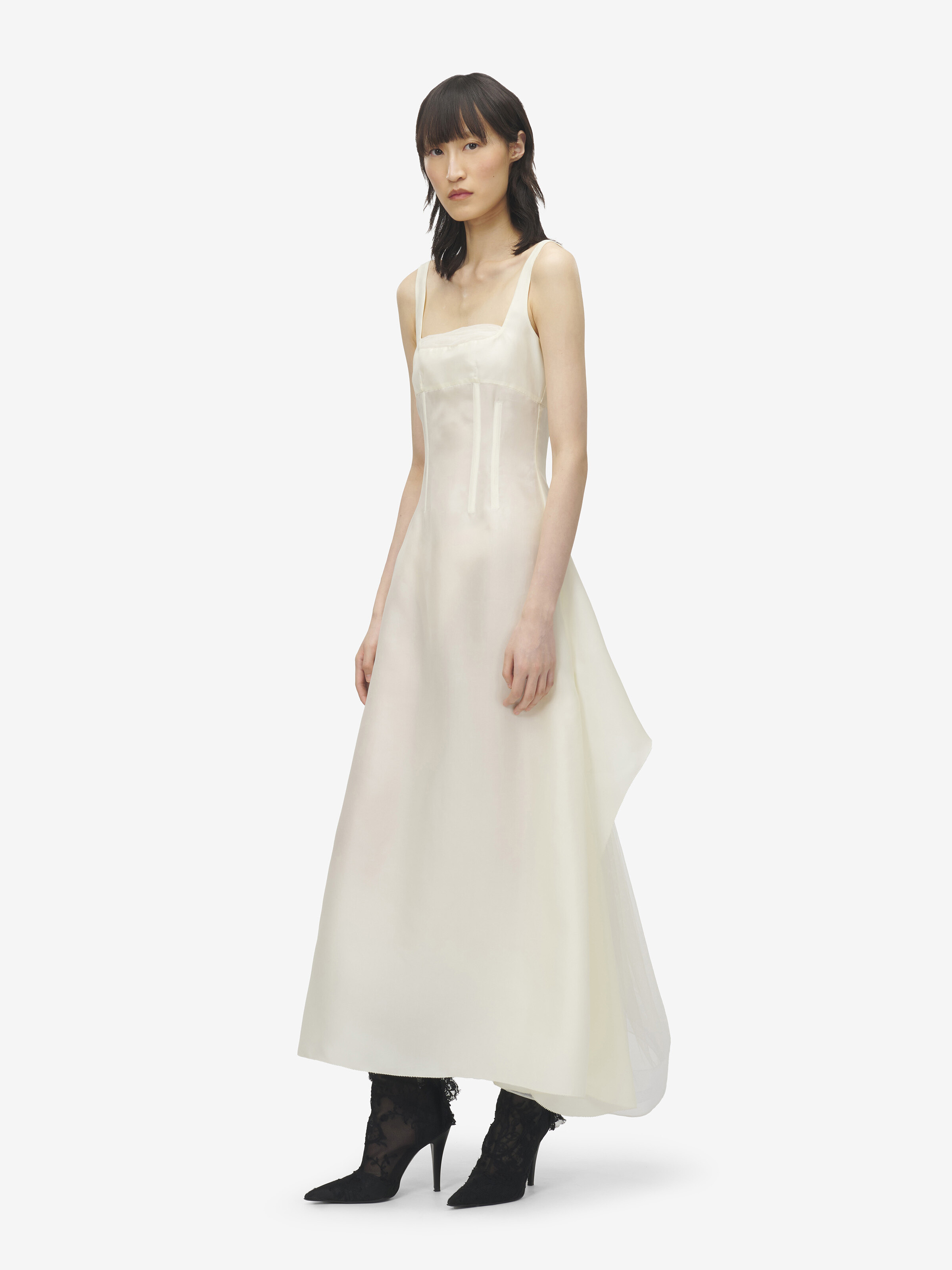 Robe de soirée à corset pour Femme en Craie in 100% Soie | Alexander McQueen - image 3