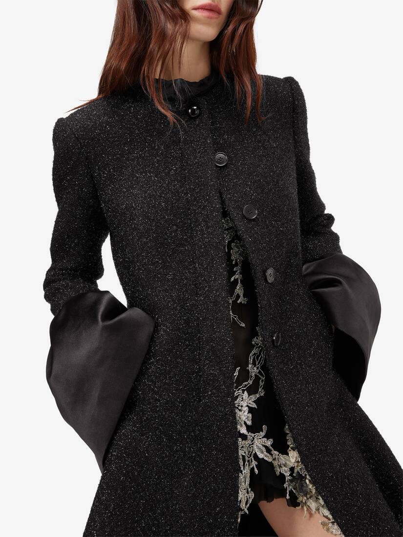 Metallic Tweed High-low Coat | Alexander McQueen - image 5
