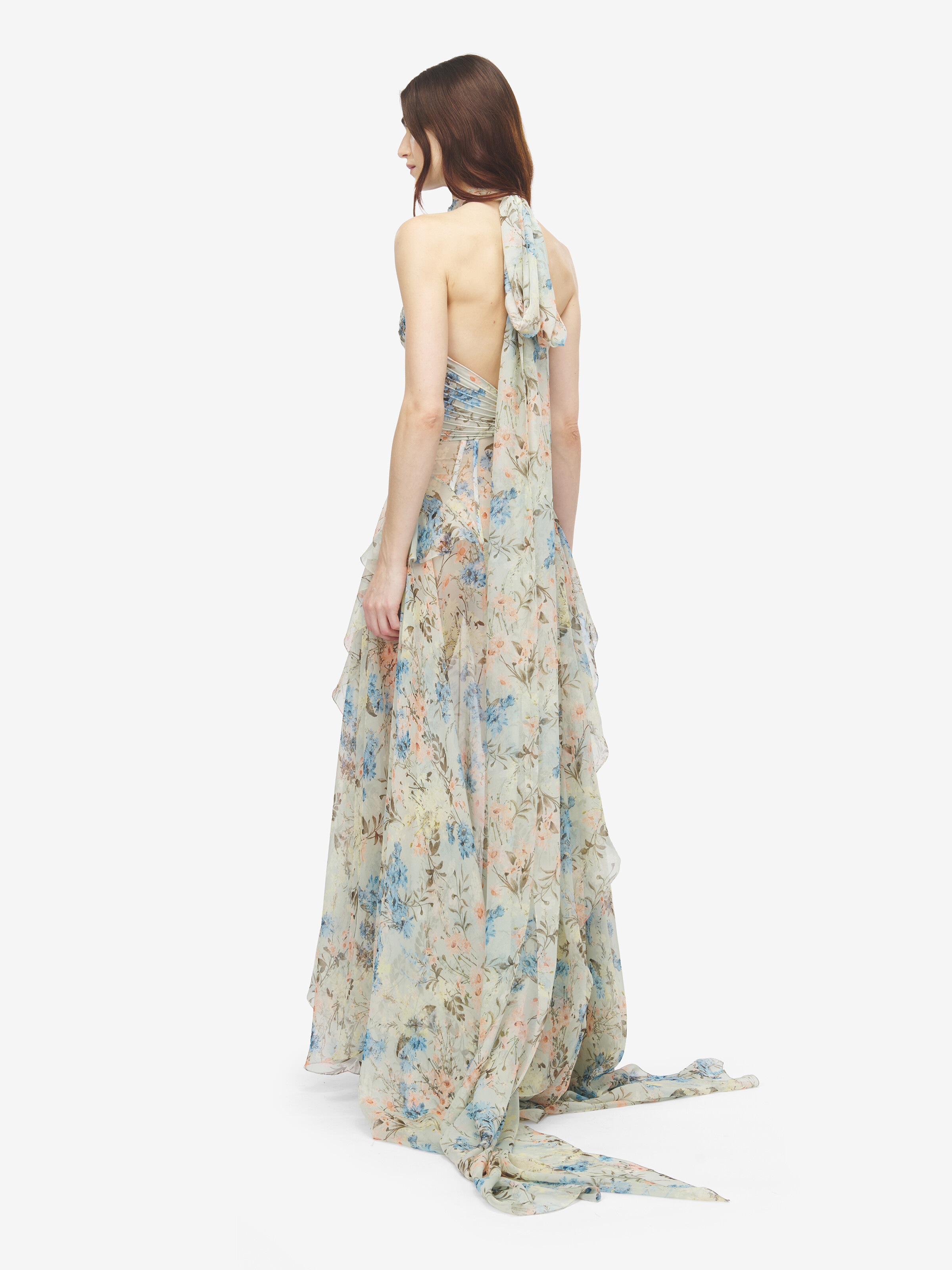 Women's Wallpaper Floral Evening Dress in Multicolor in 100% silk -  fabric 2: 100% silk -  details: 100% silk -  lining: 74% acetate, 26% silk | Alexander McQueen - image 4