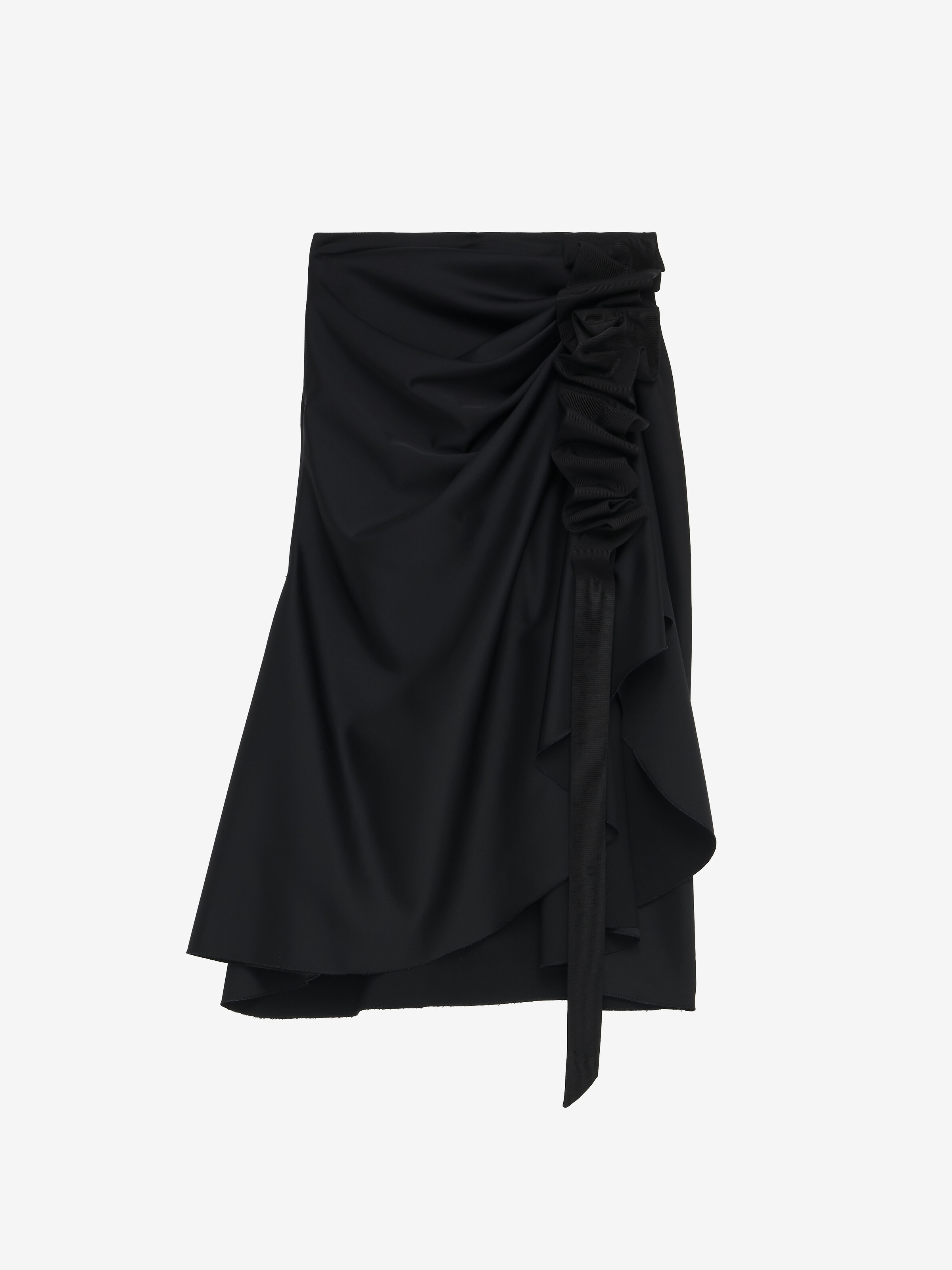 Women's Asymmetric Unfolded Bow Skirt in Black in 73% Viscose, 24% Wool, 3% Elastane | Alexander McQueen - image 1