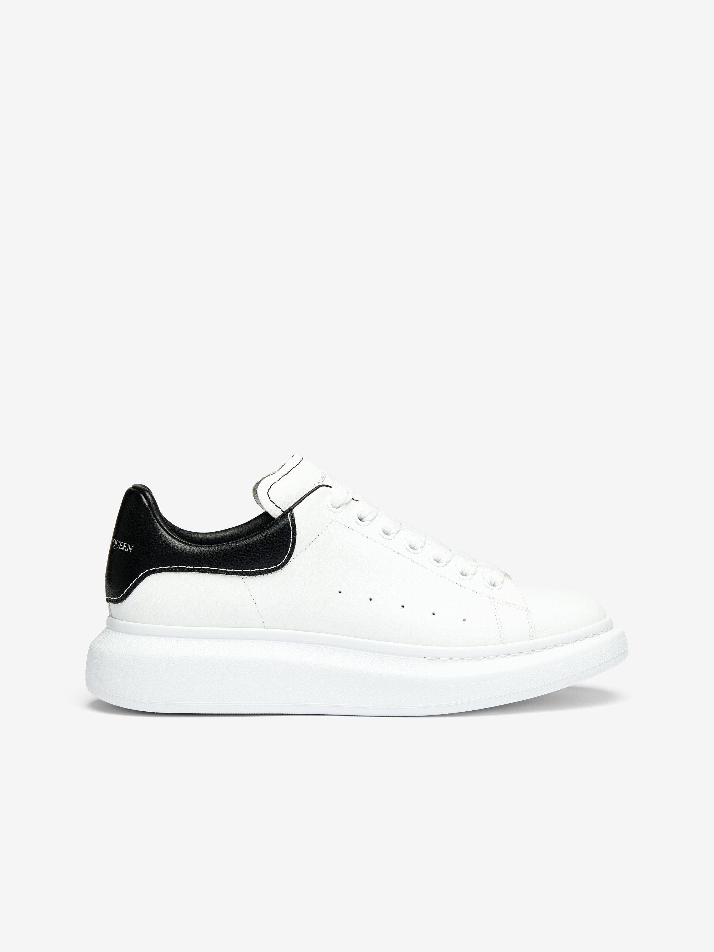 Women's Oversized Sneaker in White/Black in Calf Leather | Alexander McQueen - image 1