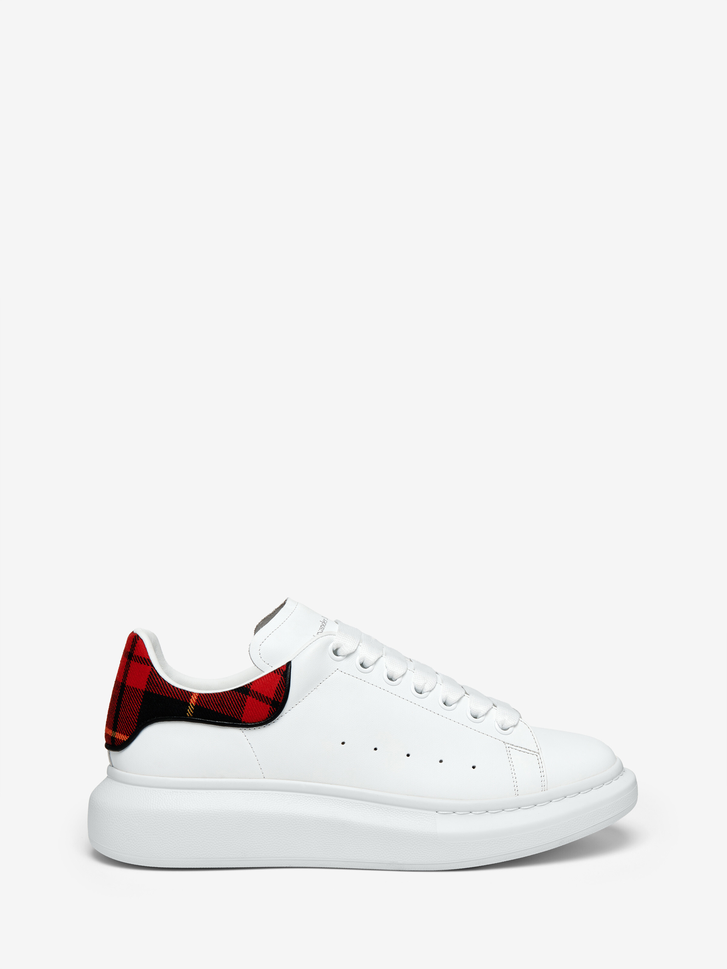 Men's Oversized Sneaker in White/Red in Calf Leather | Alexander McQueen - image 1