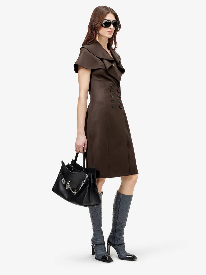 Waterfall Collar Double-breasted Dress | Alexander McQueen - image 3