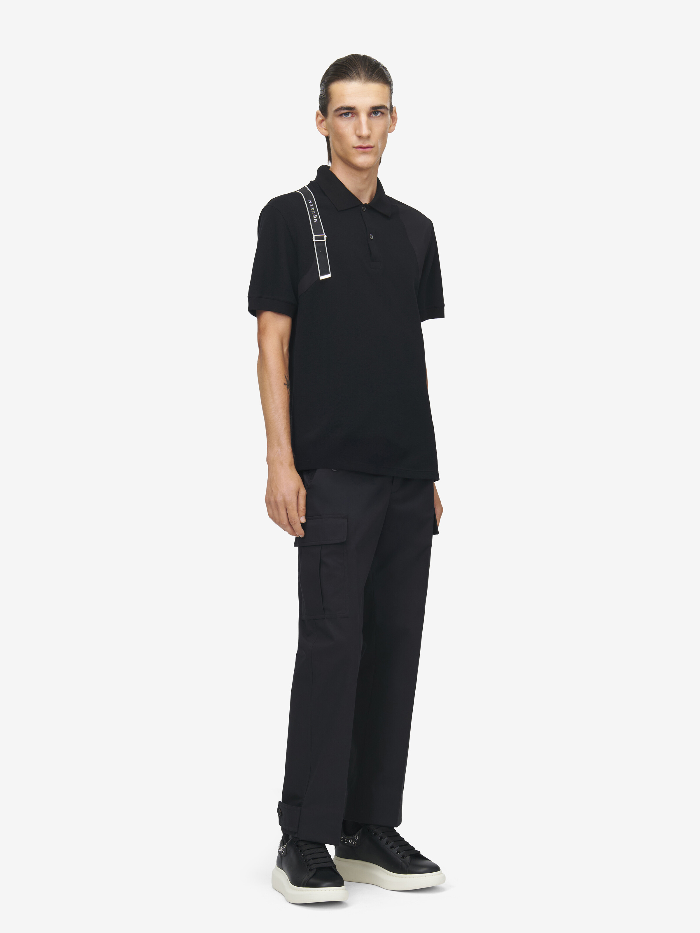 Men's Harness Polo Shirt in Black in 100% Cotton | Alexander McQueen - image 4